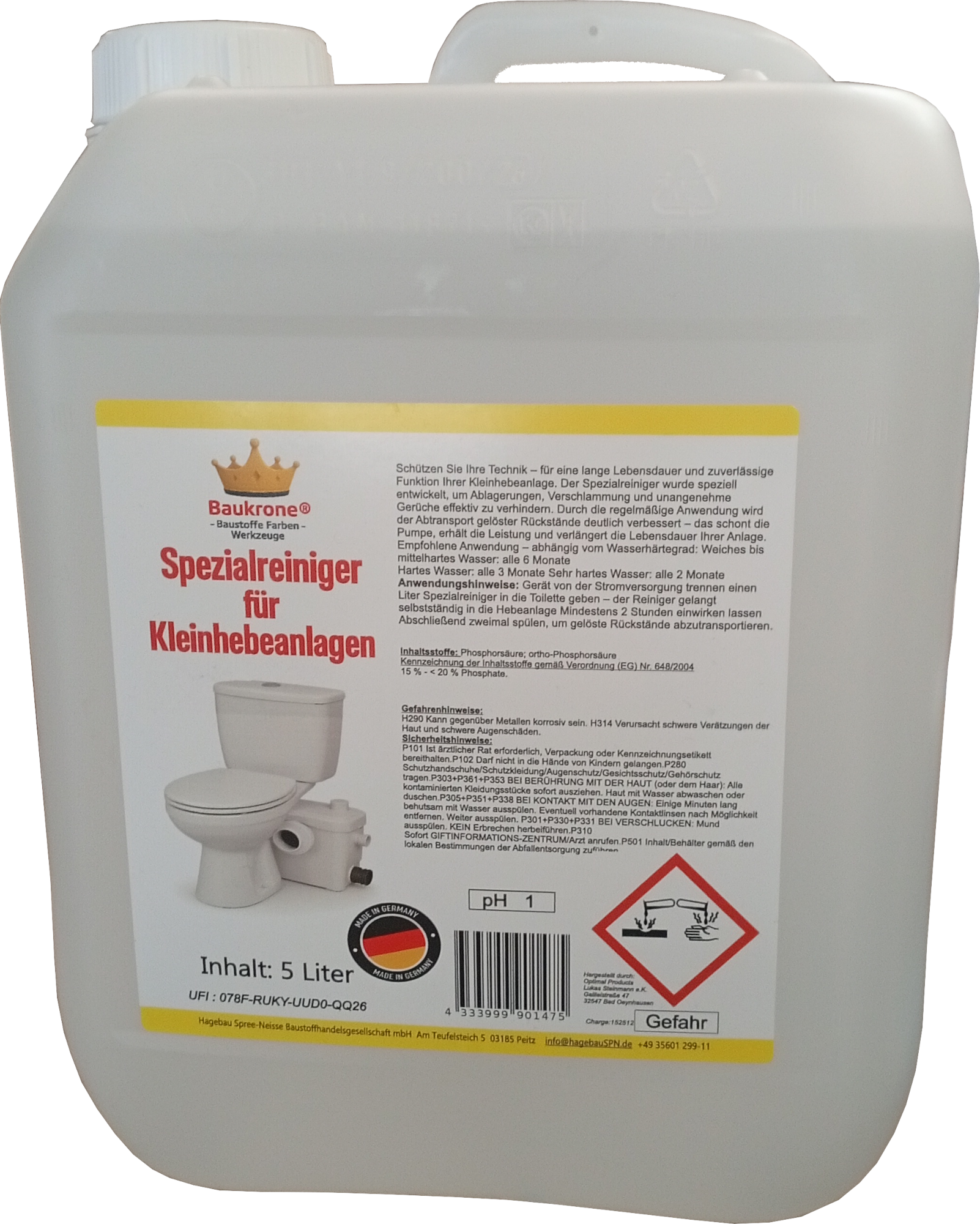 5L Spezialreiniger für Kleinhebeanlagen