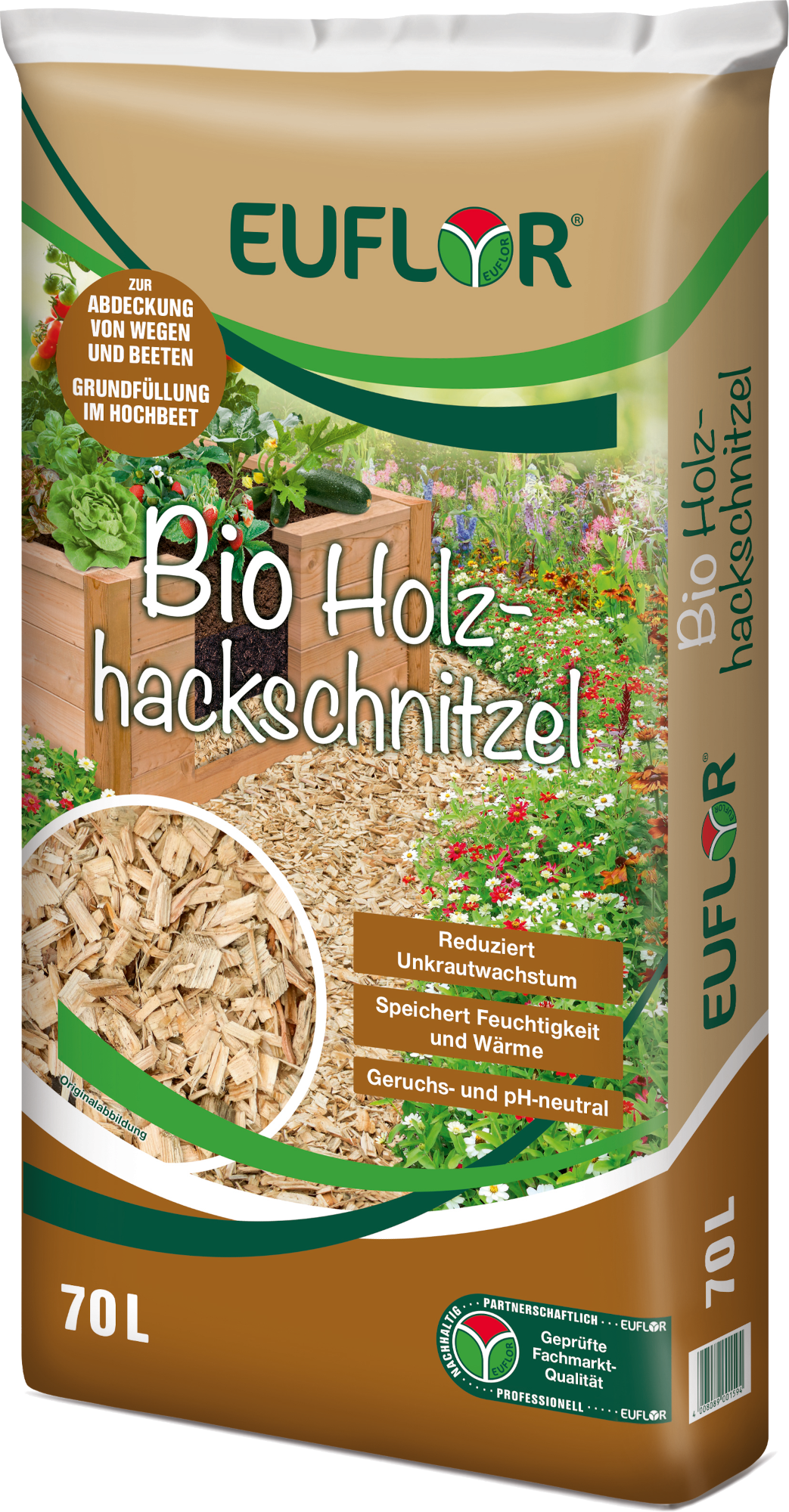 EUFLOR Bio Holzhackschnitzel 70 l Sack EUFLOR Bio Holzhackschnitzel 70 l Sack