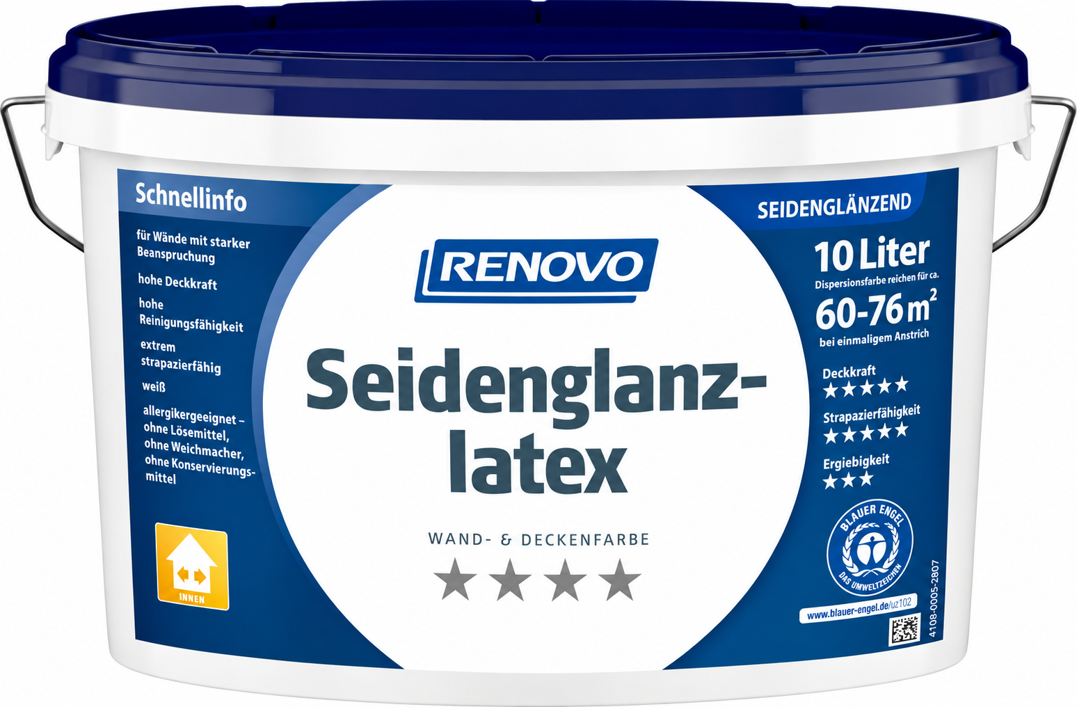 10L Renovo Seidenglanzlatex Weiß Seidenglänzend
