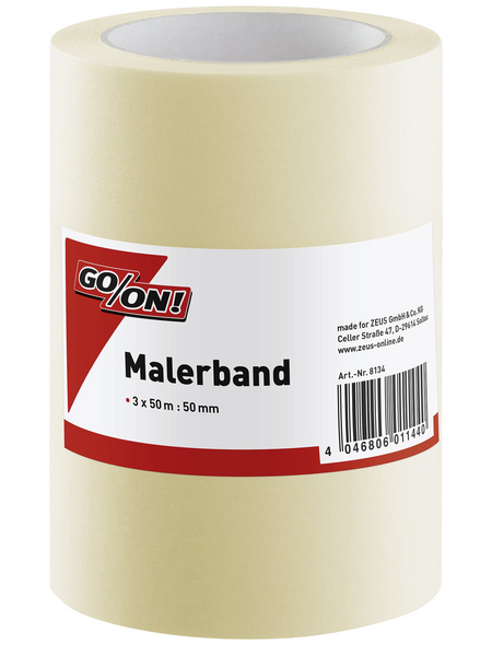 3 Rollen Go/On Malerkrepp flach 50mm x 50m 3 Rollen Go/On Malerkrepp flach 50mm x 50m
