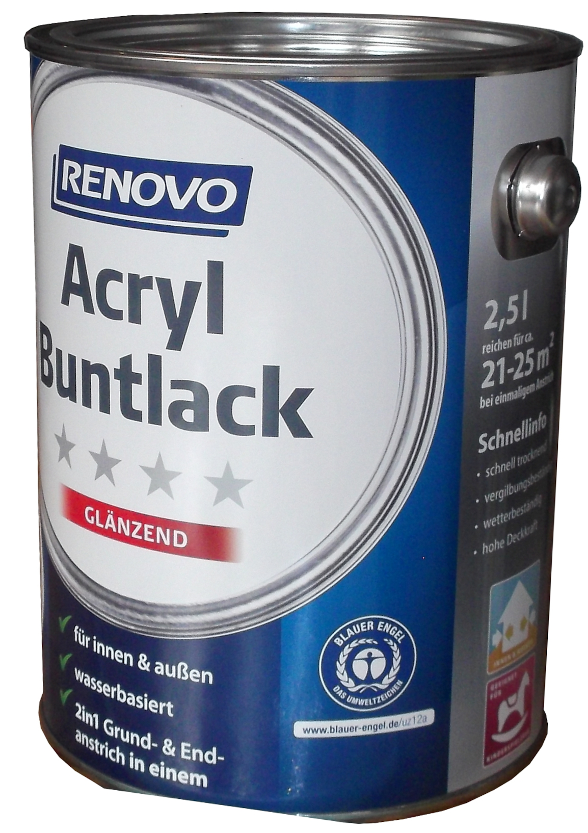 2,5L Renovo Acryl Glanzlack Nr.0095 weiss 2,5L Renovo Acryl Glanzlack Nr.0095 weiss