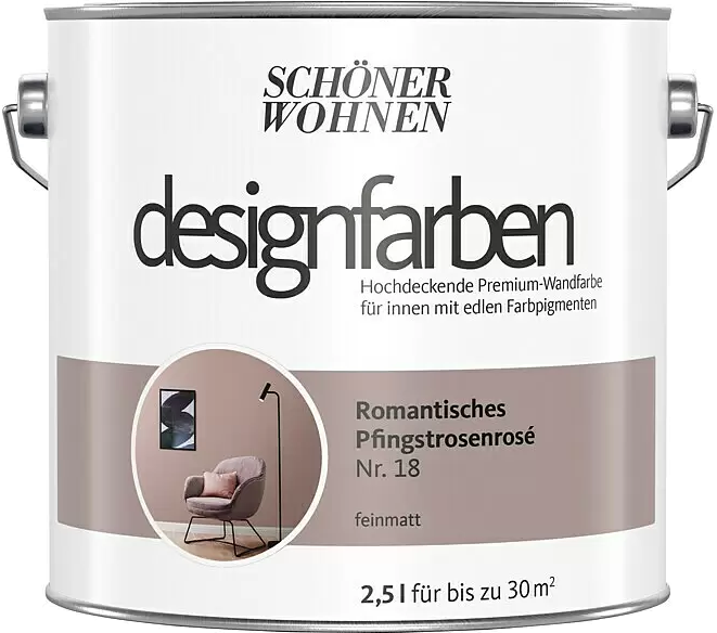 2,5L Schöner Wohnen Designfarbe Romantisches Pfingstrosenrose 18 2,5L Schöner Wohnen Designfarbe Romantisches Pfingstrosenrose 18