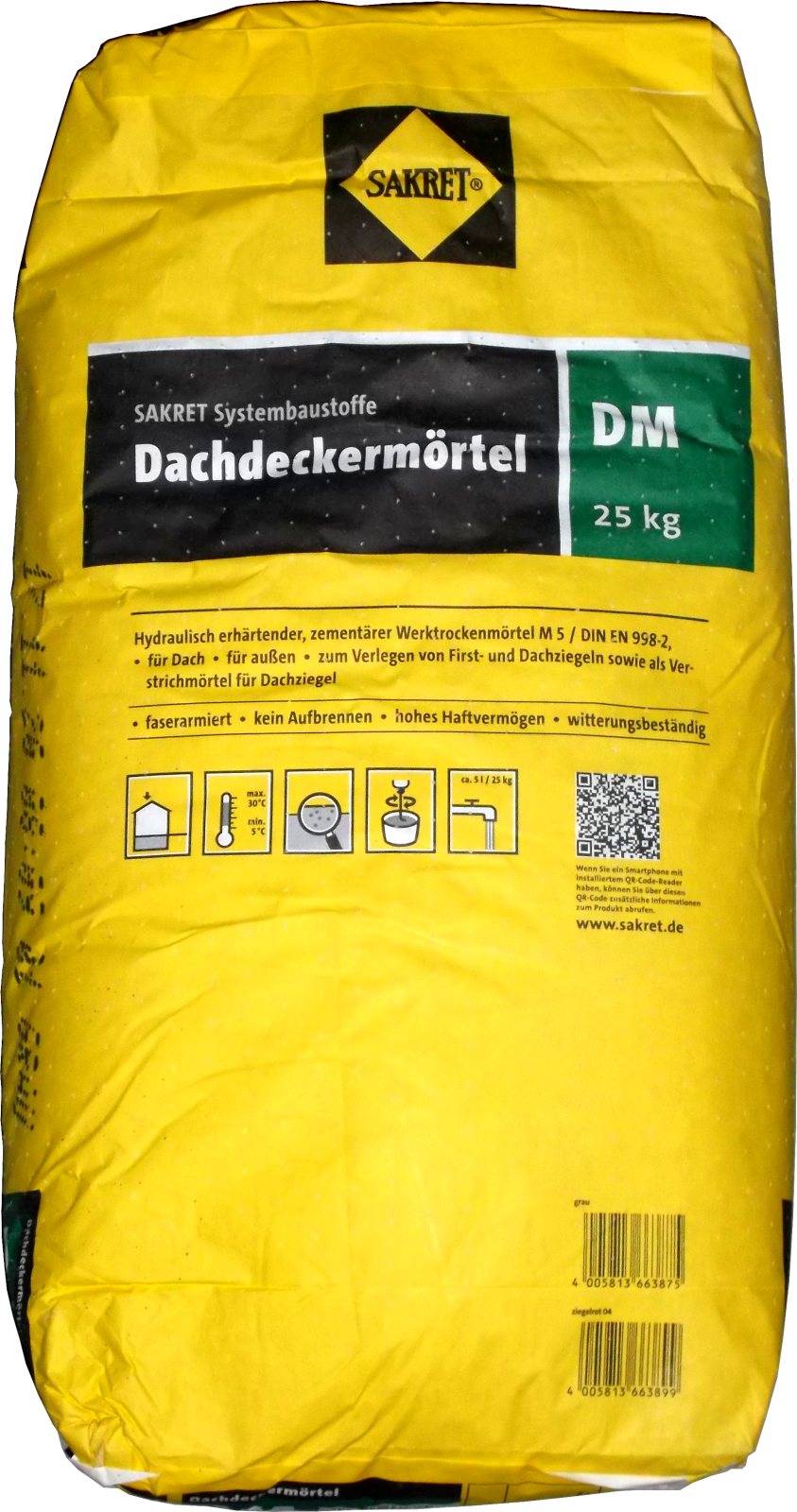 25kg Dachdeckermörtel faserarmiert grau, Sakret 25kg Dachdeckermörtel faserarmiert grau, Sakret