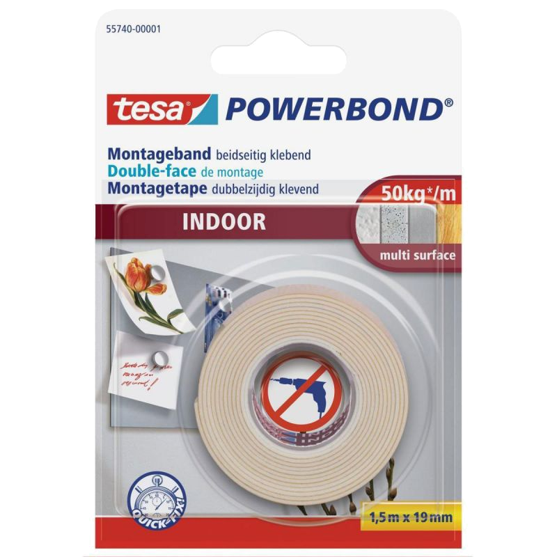 Tesa Powerbond® Montageband INDOOR 1,5 x19mm, farblos Tesa Powerbond® Montageband INDOOR 1,5 x19mm, farblos