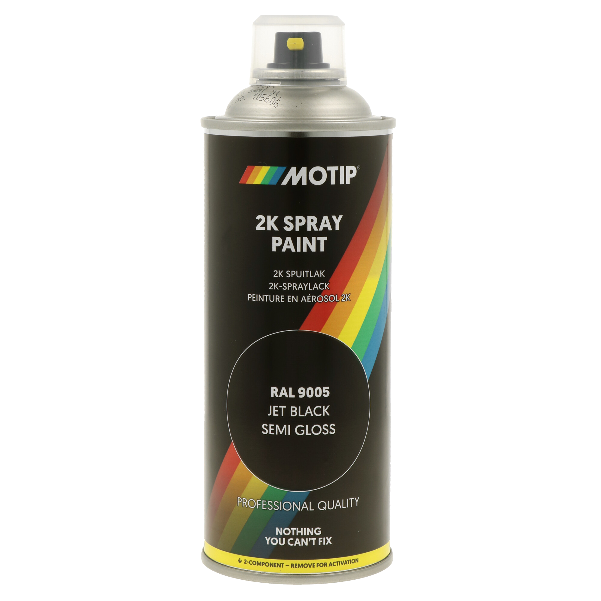 400ml MOTIP 2K Spraylack RAL 9005 Tiefschwarz seidenmatt