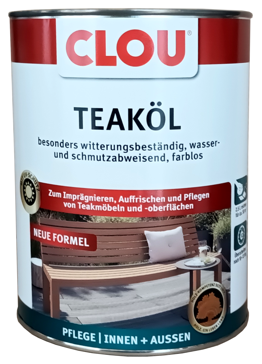 2,5L Clou Teaköl Holzpflege Holzpflegeöl Holzöl Holzschutz farblos 2,5L Clou Teaköl farblos