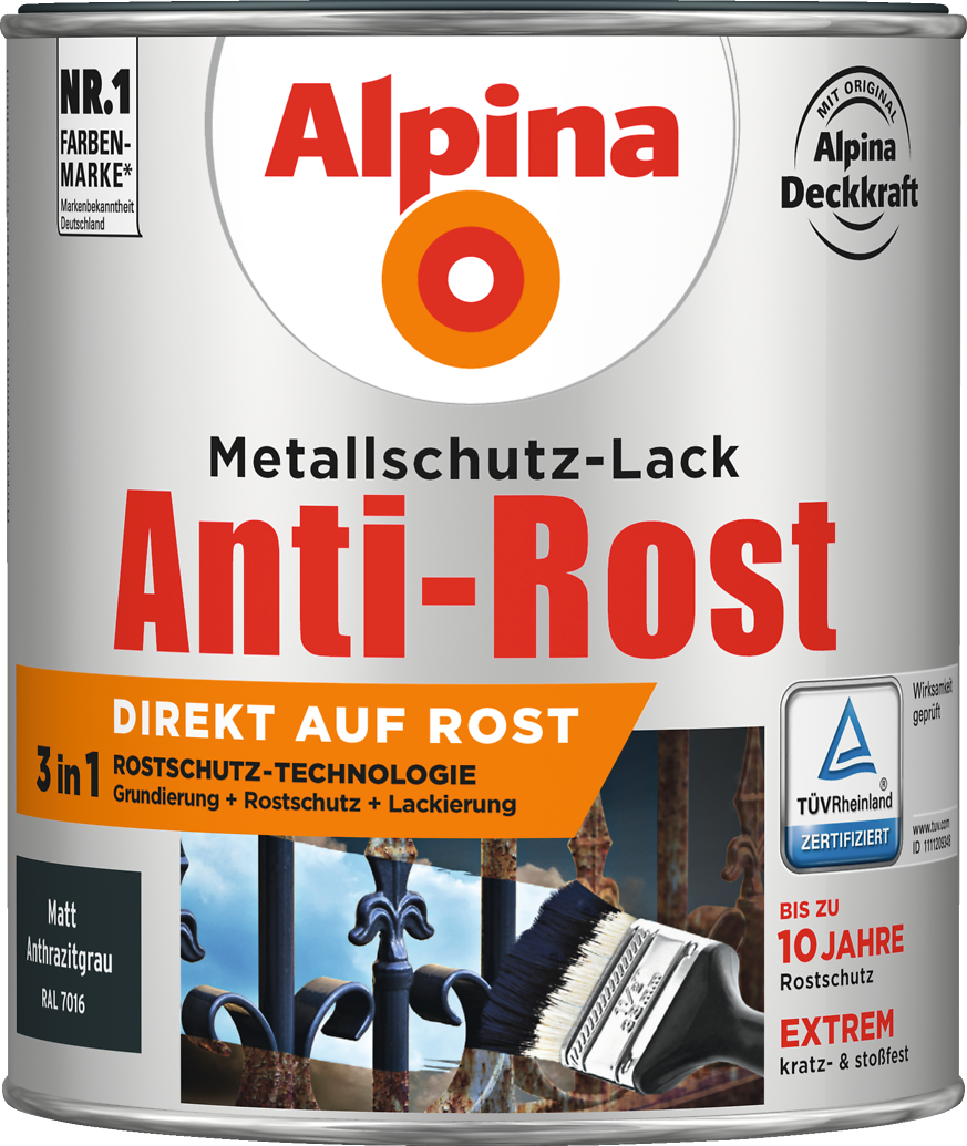 2,5L ALPINA Anti-Rost matt anthrazitgrau 7016 2,5L ALPINA Anti-Rost matt anthrazitgrau 7016