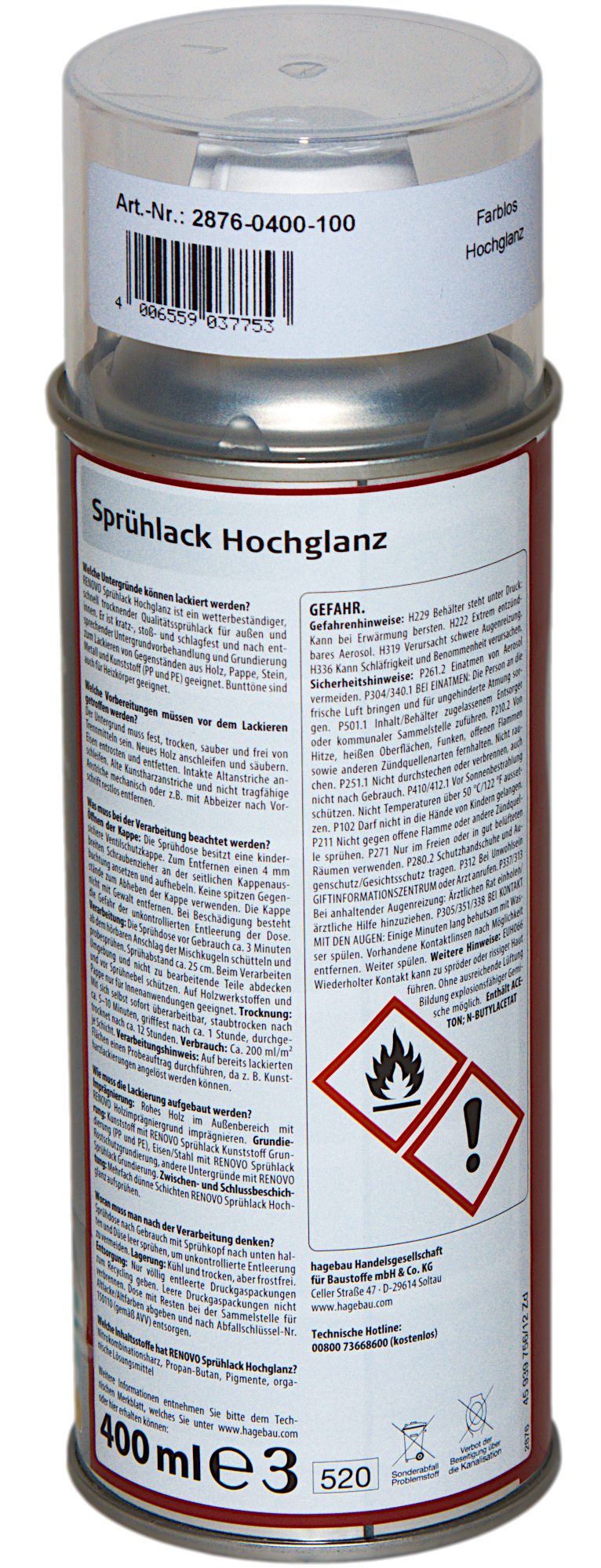 400ml Renovo Sprühlack hochglänzend Farblos 400ml Renovo Sprühlack hochglänzend Farblos