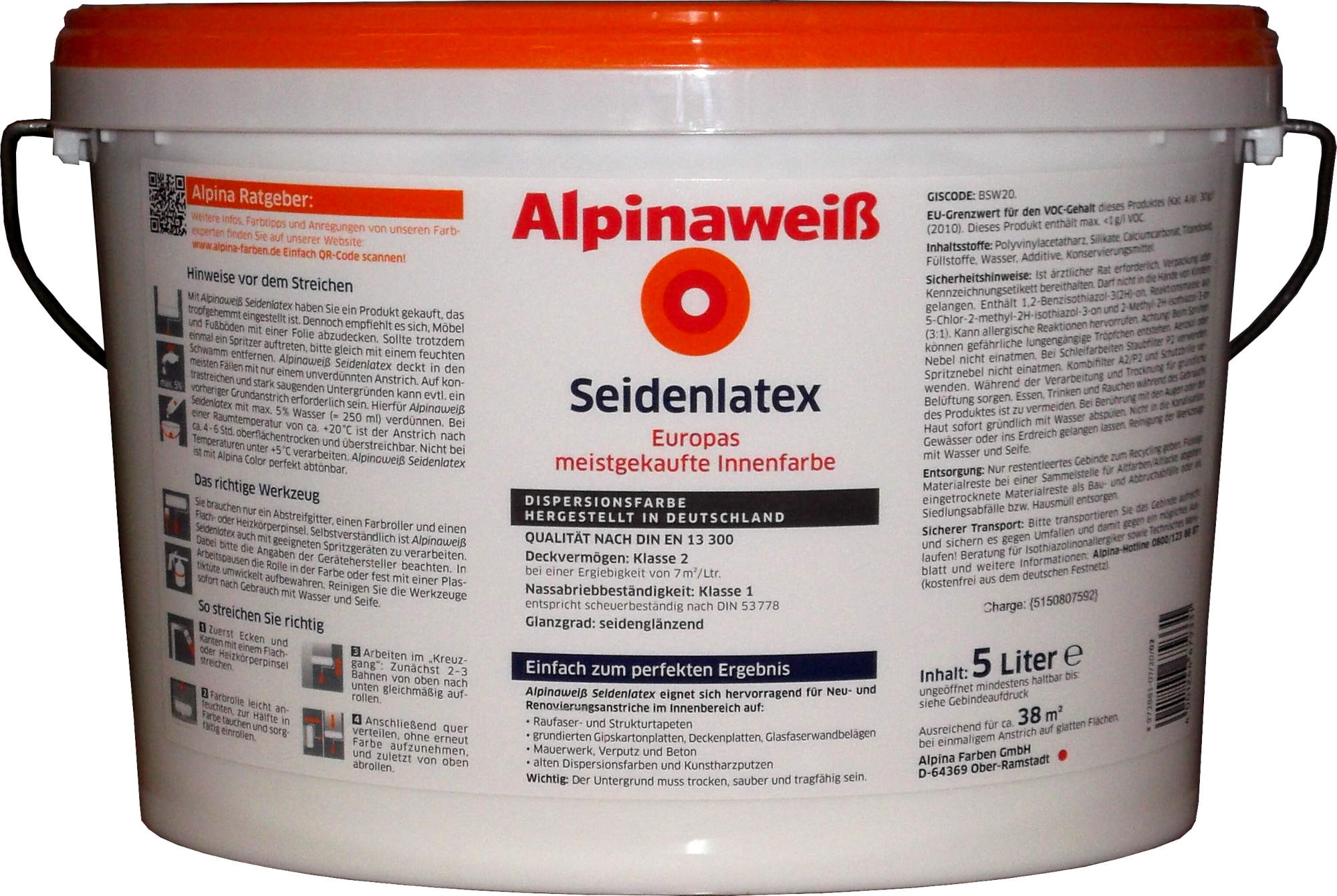 5L Alpina Seidenlatex Alpinaweiß Seidenglänzend 5L Alpina Seidenlatex Alpinaweiß Seidenglänzend
