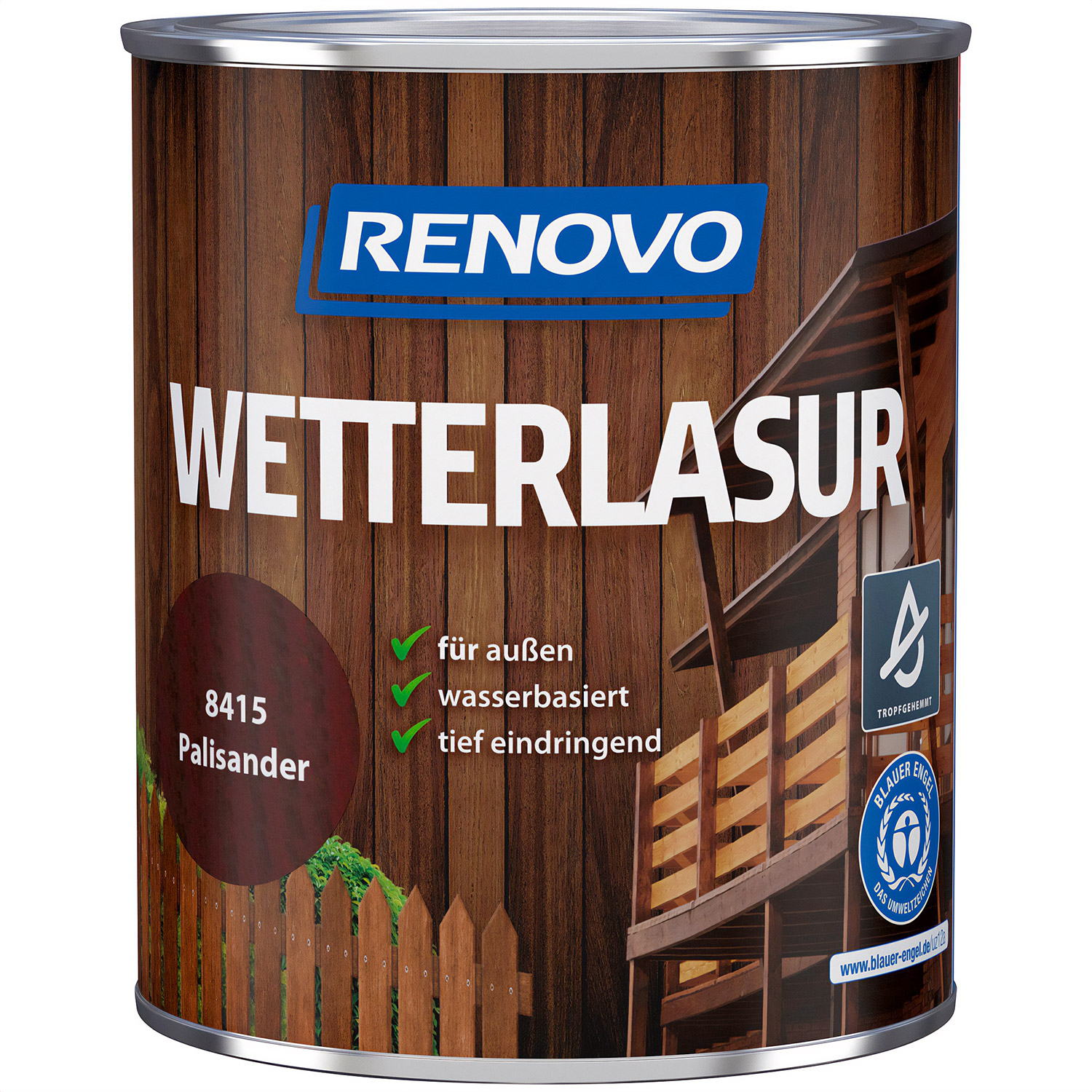750ml Renovo Wetterlasur/ Aussenlasur Nr.8415 Palisander 750ml Renovo Wetterlasur/ Aussenlasur Nr.8415 Palisander