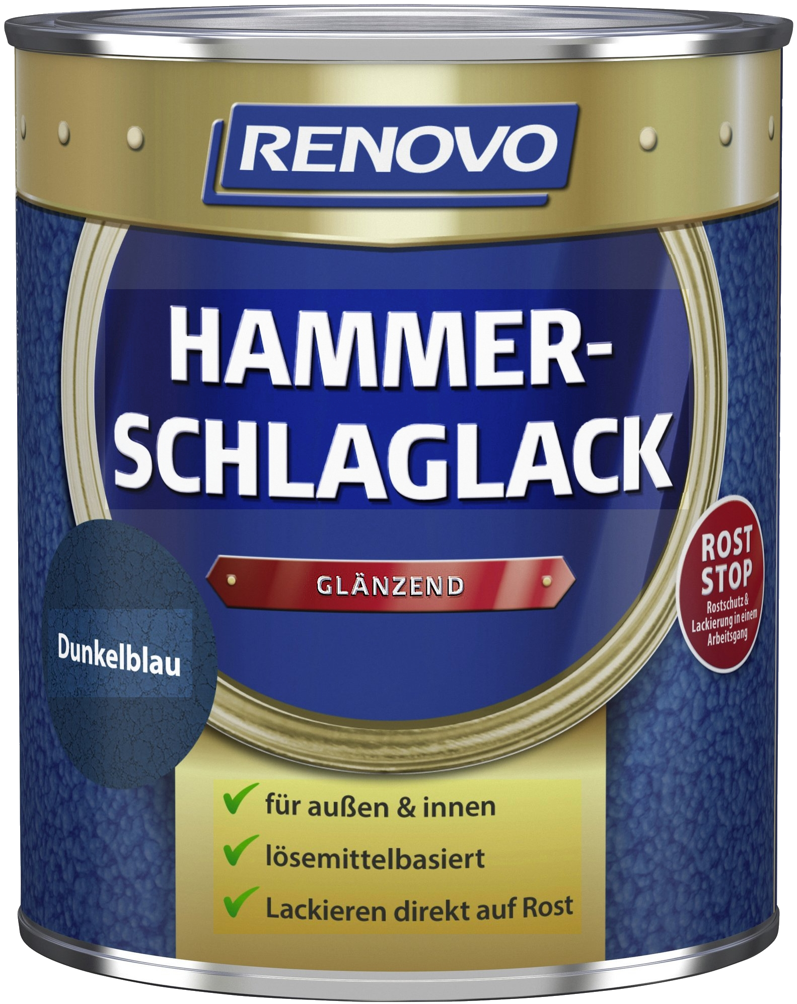 750ml Renovo Hammerschlaglack glänzend dunkelblau 750ml Renovo Hammerschlaglack glänzend dunkelblau