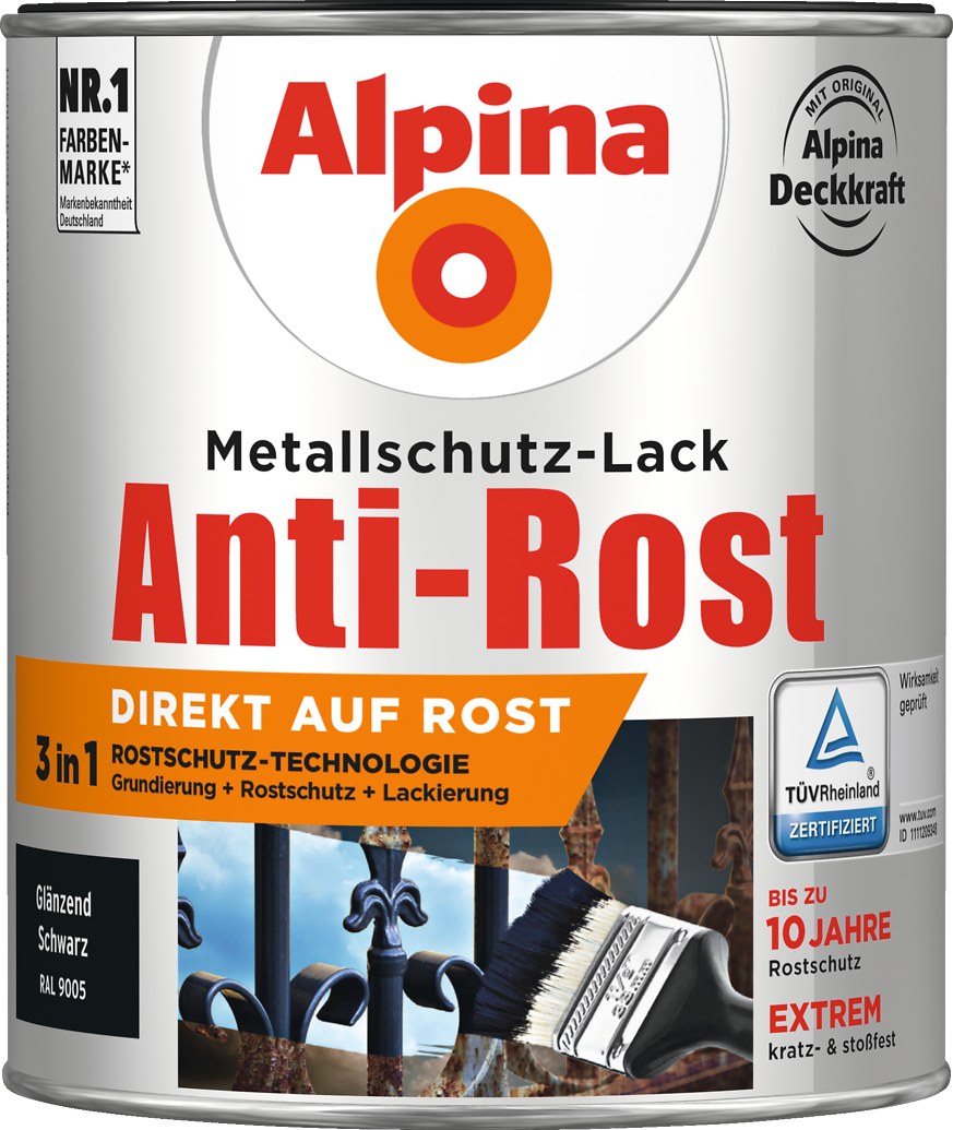 2,5L ALPINA Anti-Rost glänzend schwarz 9005 2,5L ALPINA Anti-Rost glänzend schwarz 9005