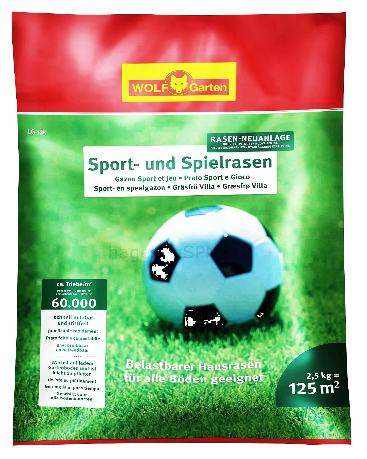 2x 2,5kg LG 125 Sport und Spielrasen Wolf – Garten