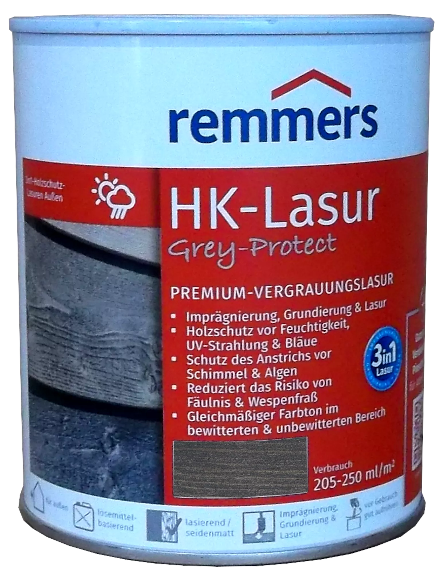 750ml Remmers HK Lasur Anthrazitgrau Grey Protect 750ml Remmers HK Lasur Anthrazitgrau Grey Protect
