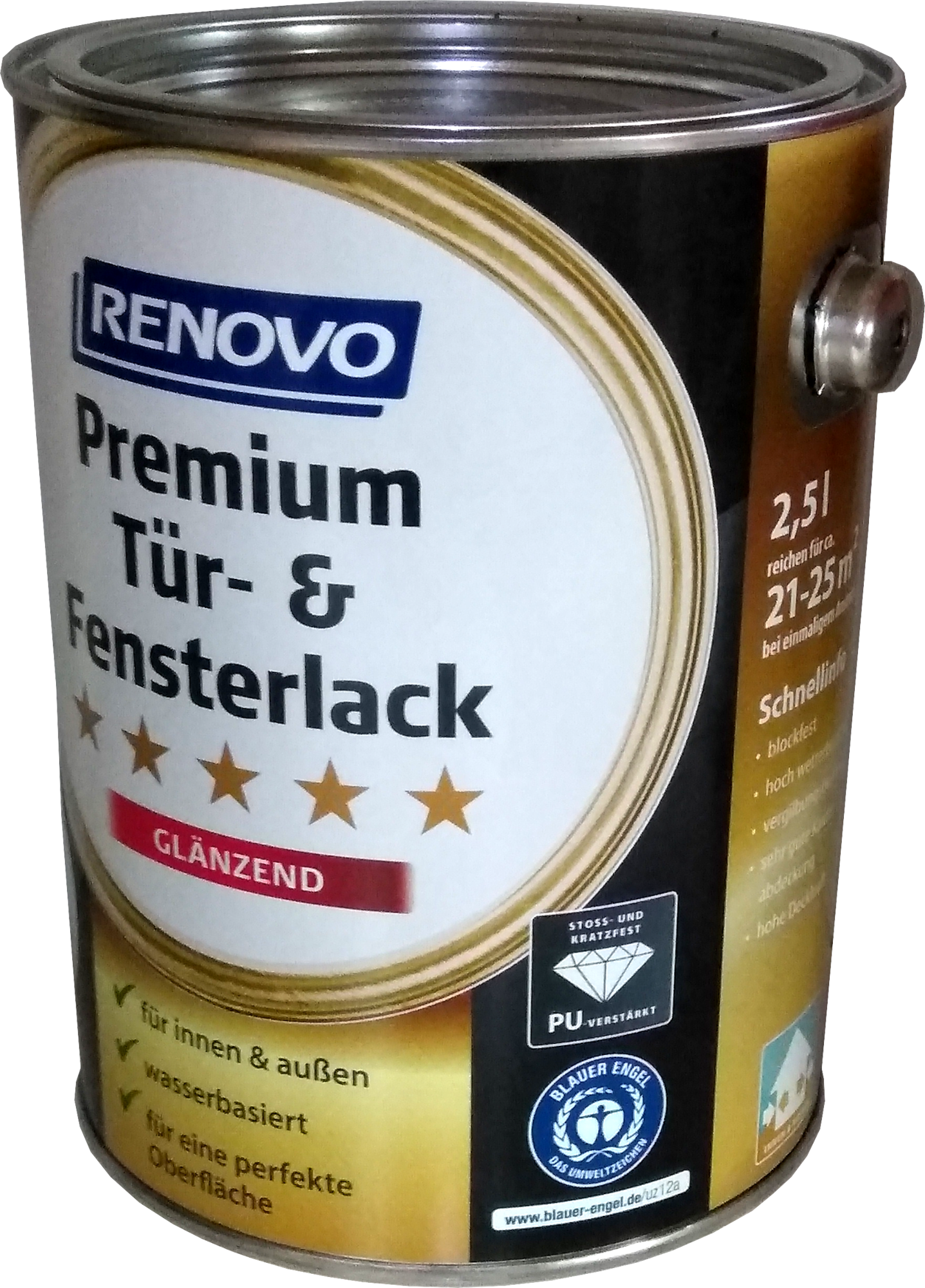 2,5L RENOVO Premium Tür- & Fensterlack RAL0095 Weiss glänzend 2,5L RENOVO Premium Tür- & Fensterlack RAL0095 Weiss glänzend