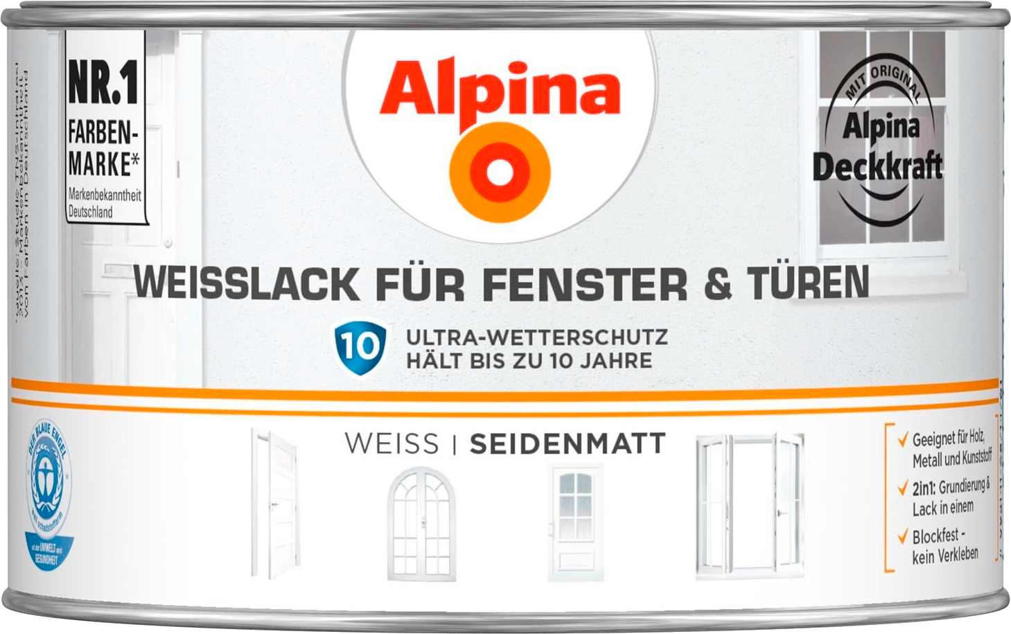 300ml ALPINA Weißlack für Fenster & Türen seidenmatt 300ml ALPINA Weißlack für Fenster & Türen seidenmatt