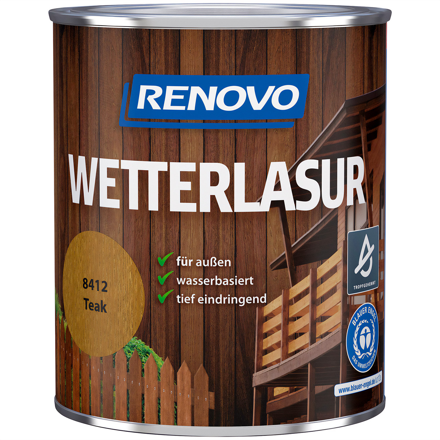 750ml Renovo Wetterlasur/ Aussenlasur Nr.8412 Teak 750ml Renovo Wetterlasur/ Aussenlasur Nr.8412 Teak