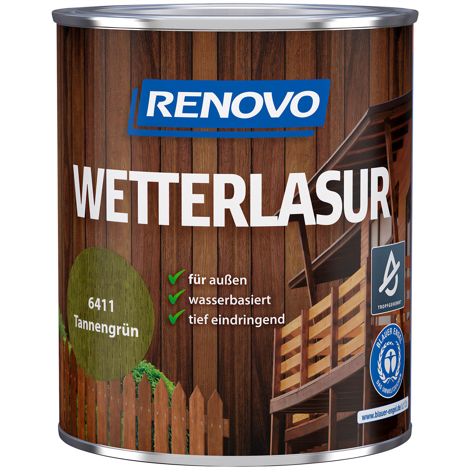 750ml Renovo Wetterlasur/ Aussenlasur Nr.6411 Tannengrün 750ml Renovo Wetterlasur/ Aussenlasur Nr.6411 Tannengrün