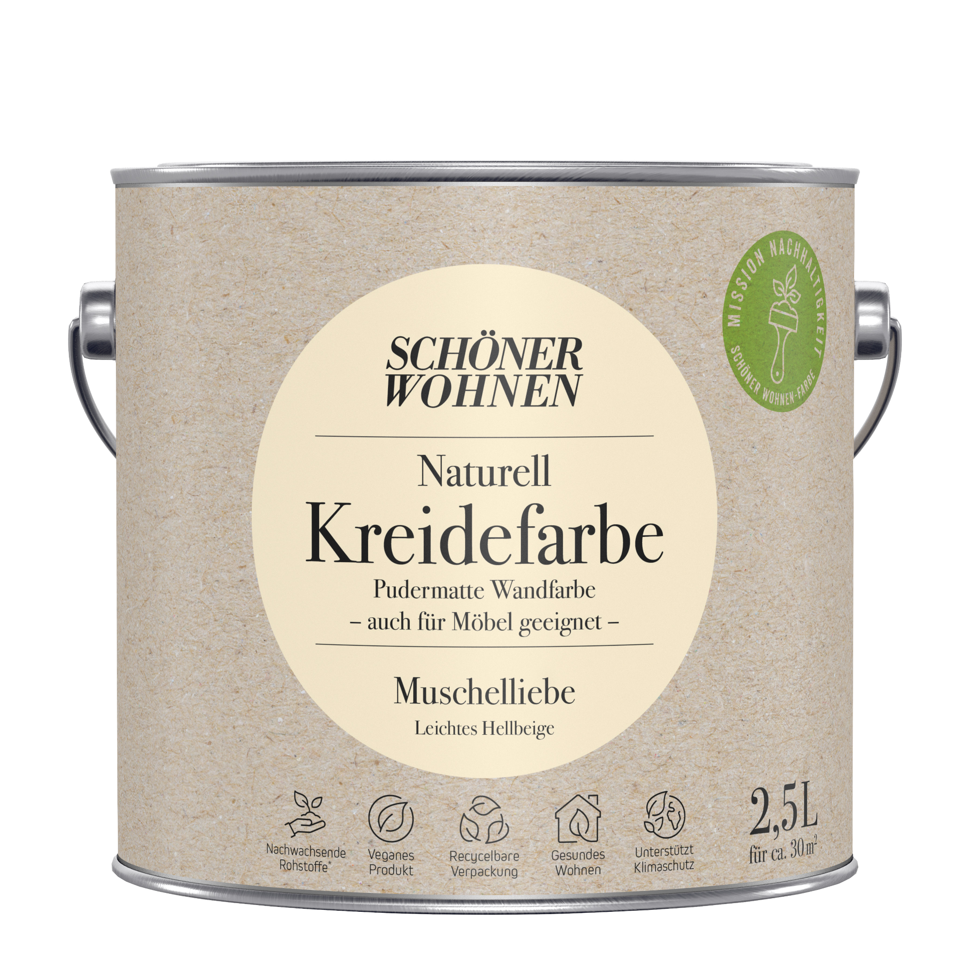 2,5L Schöner Wohnen Naturell Kreidefarbe Muschelliebe, Leichtes Hellbeige 2,5L Schöner Wohnen Naturell Kreidefarbe Muschelliebe, Leichtes Hellbeige