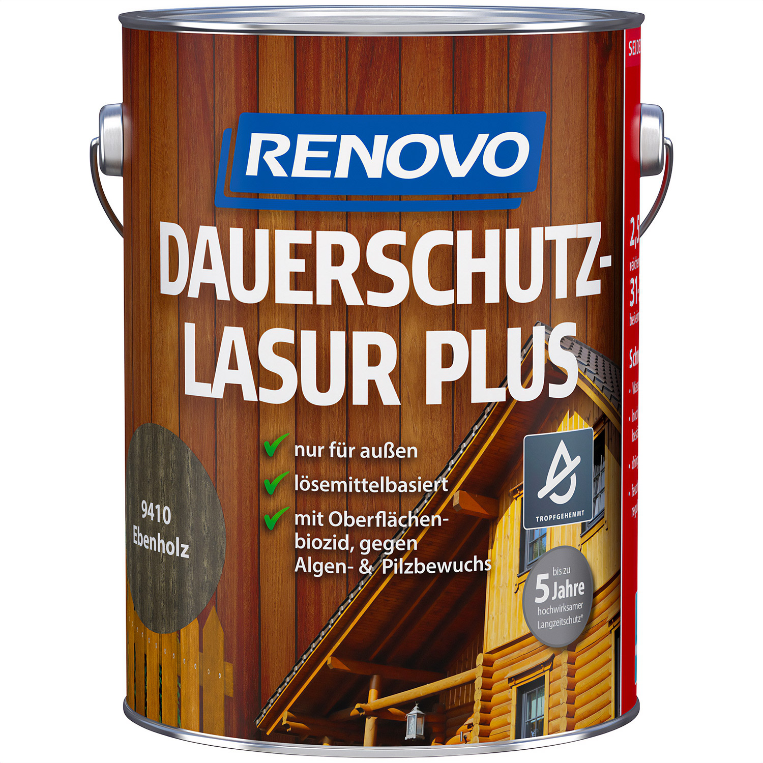 2,5L Renovo Dauerschutzlasur PLUS Nr.9410 Ebenholz 2,5L Renovo Dauerschutzlasur PLUS Nr.9410 Ebenholz
