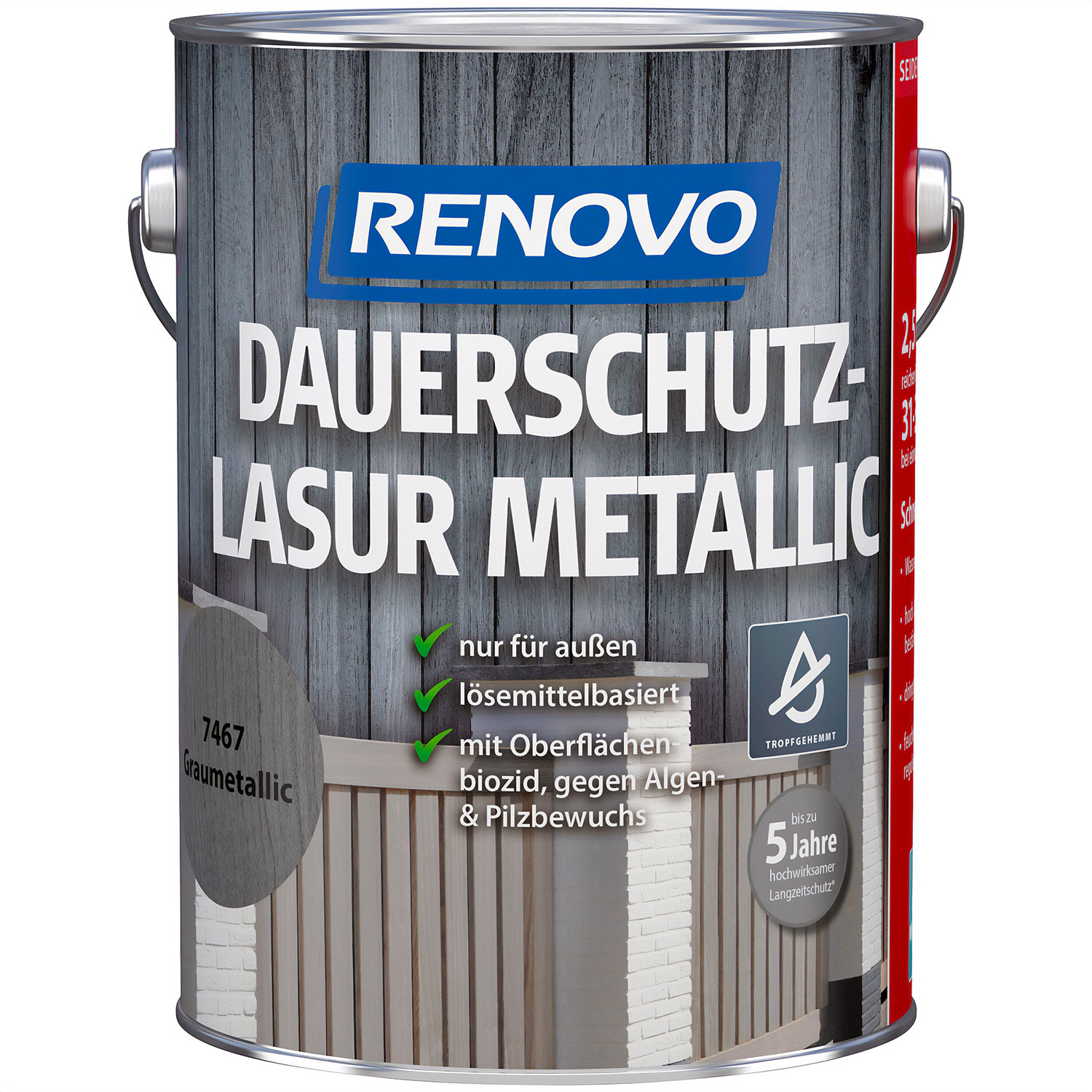 2,5L Renovo Dauerschutzlasur PLUS Nr.7467 Silbergrau ehem. Graumetallic