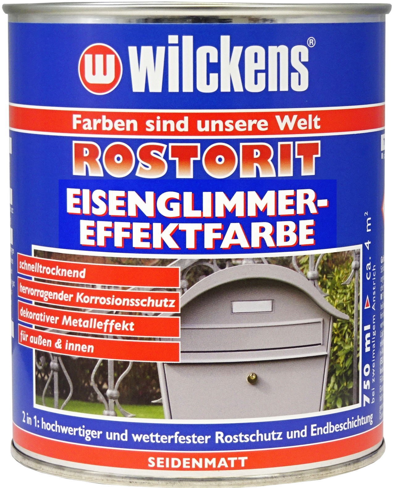 750ml Wilckens Rostorit Eisenglimmer-Effektfarbe silber 750ml Wilckens Rostorit Eisenglimmer-Effektfarbe silber