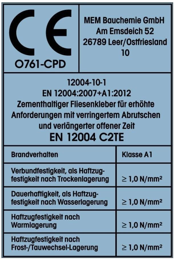 25Kg MEM Flex-Fliesenkleber C2TE S1 Flexmörtel 25Kg MEM Flex-Fliesenkleber C2TE S1 Flexmörtel