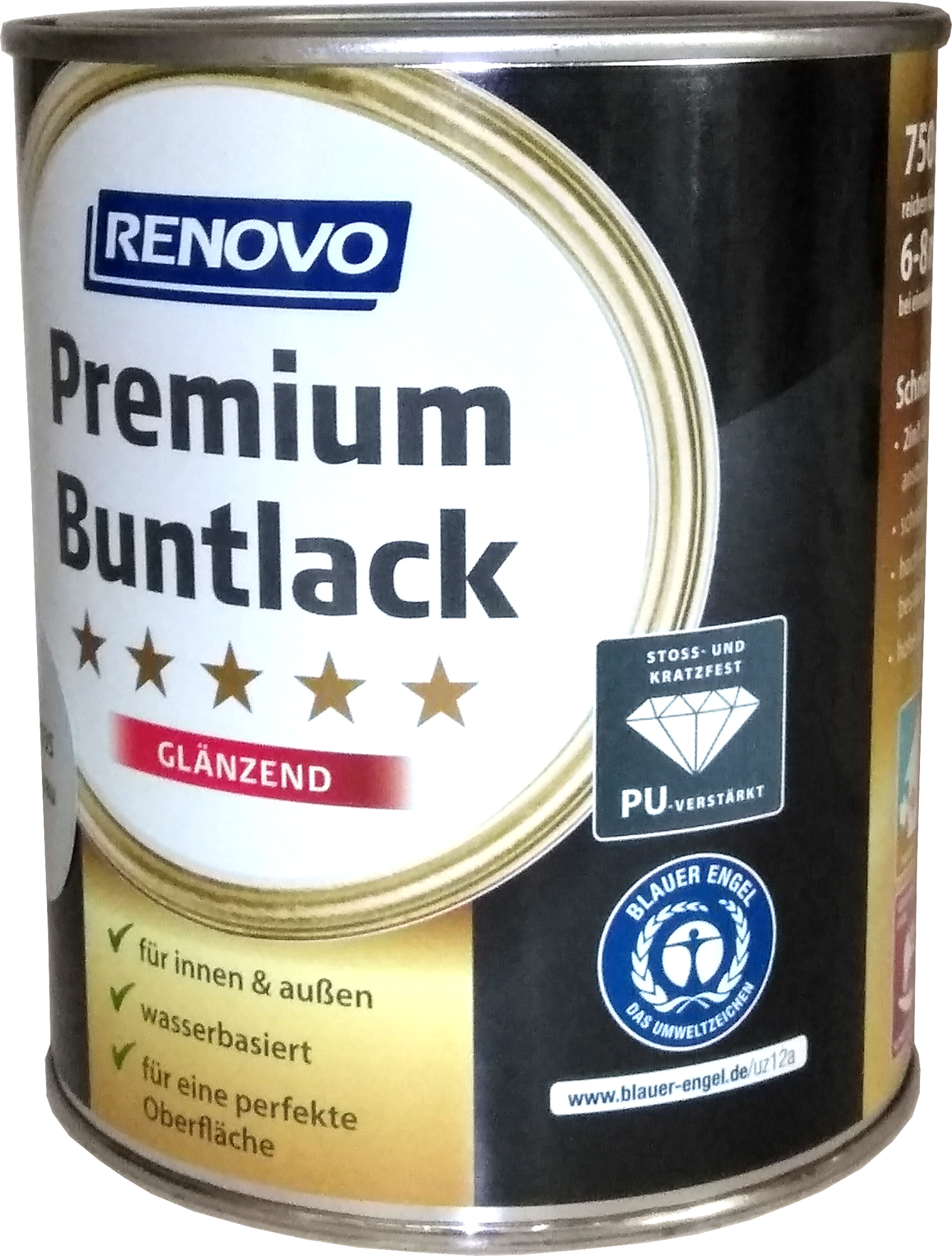750ml Renovo Premium Buntlack glänzend RAL3020 Verkehrsrot 750ml Renovo Premium Buntlack glänzend RAL3020 Verkehrsrot