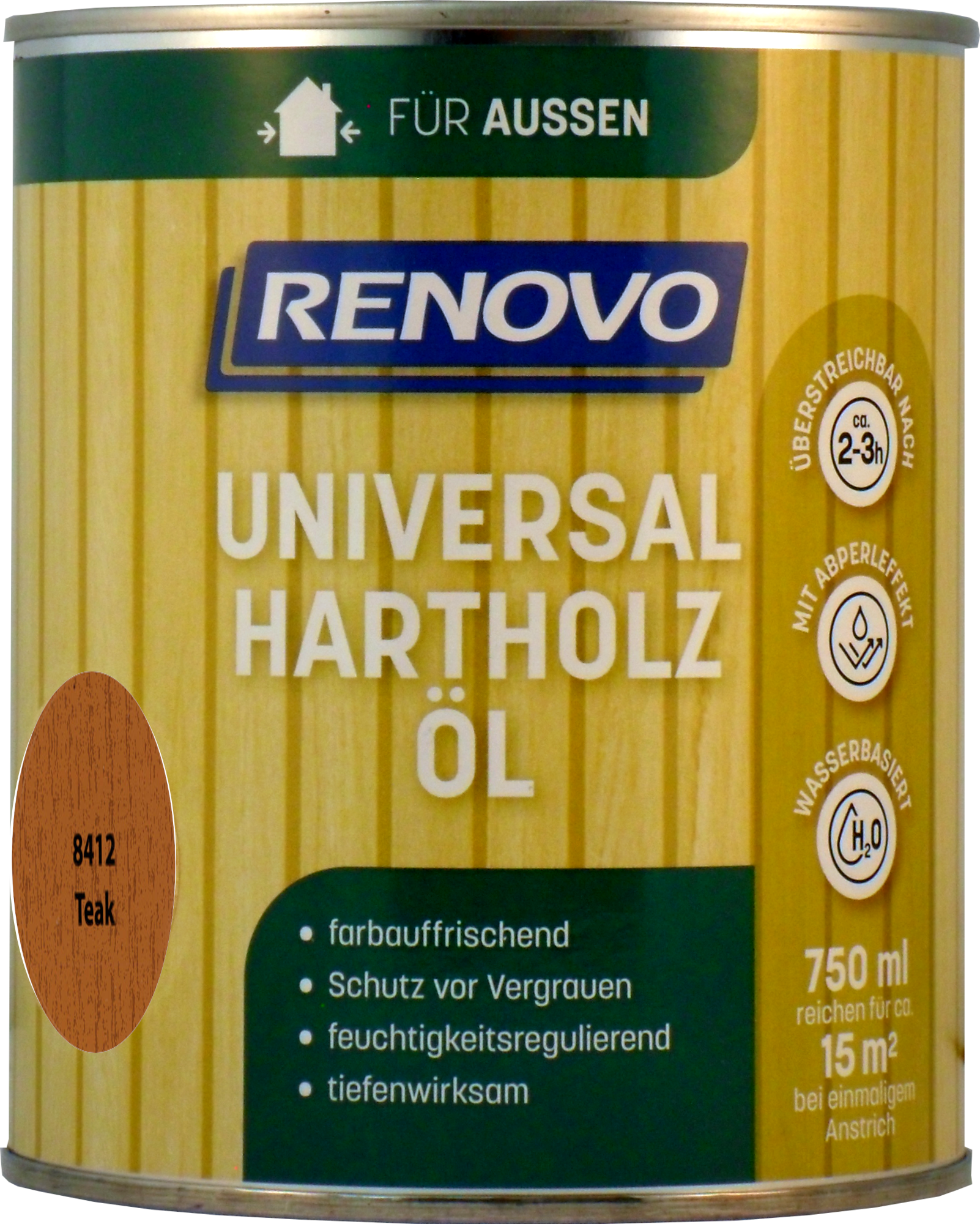 750ml Renovo Universal-Hartholzöl Teak wasserbasis