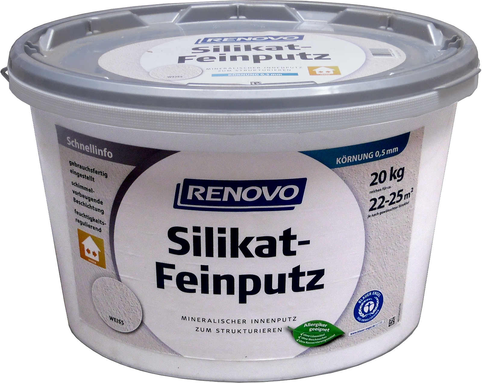 20kg Renovo Silikat Feinputz 0,5mm Weiß für innen 20kg Renovo Silikat Feinputz 0,5mm Weiß für innen