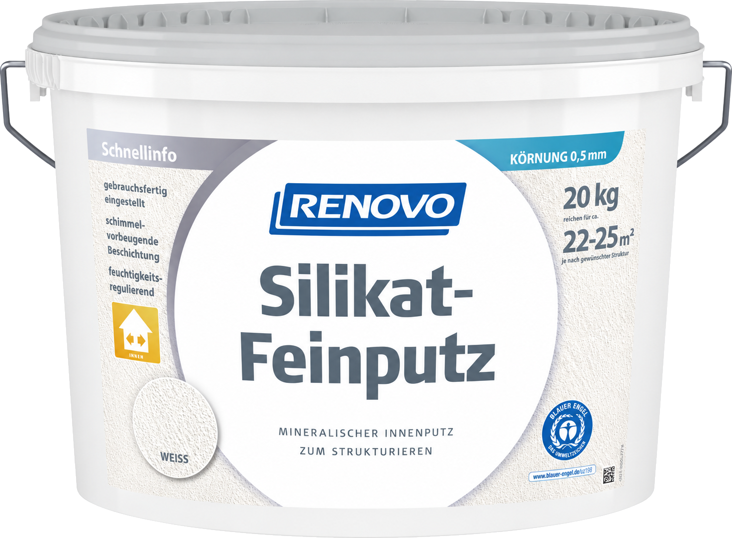 20kg Renovo Silikat Feinputz 0,5mm Weiß für innen 20kg Renovo Silikat Feinputz 0,5mm Weiß für innen