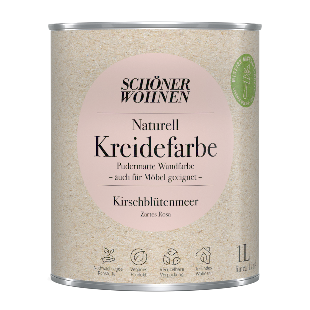 1L Schöner Wohnen Naturell Kreidefarbe Kirschblütenmeer, Zartes Rosa