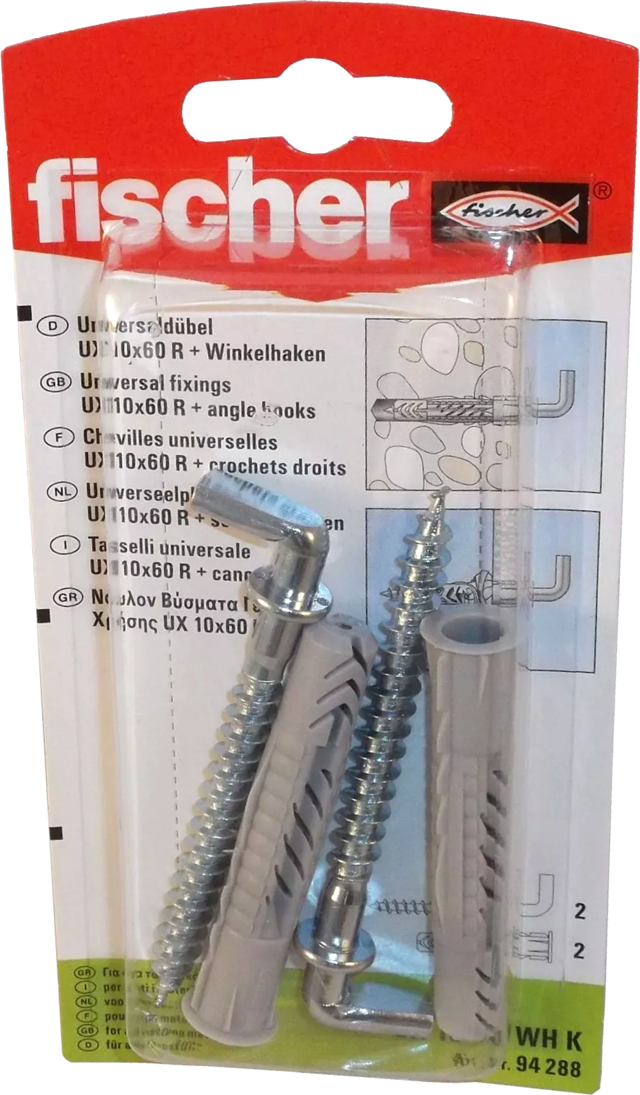 Fischer Universaldübel UX 10x60 WH K mit Haken Fischer Universaldübel UX 10x60 WH K mit Haken