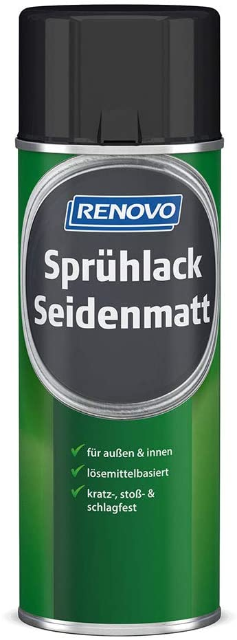400ml Renovo Sprühlack Seidenmatt Verkehrsschwarz RAL9017 400ml Renovo Sprühlack Seidenmatt Verkehrsschwarz RAL9017