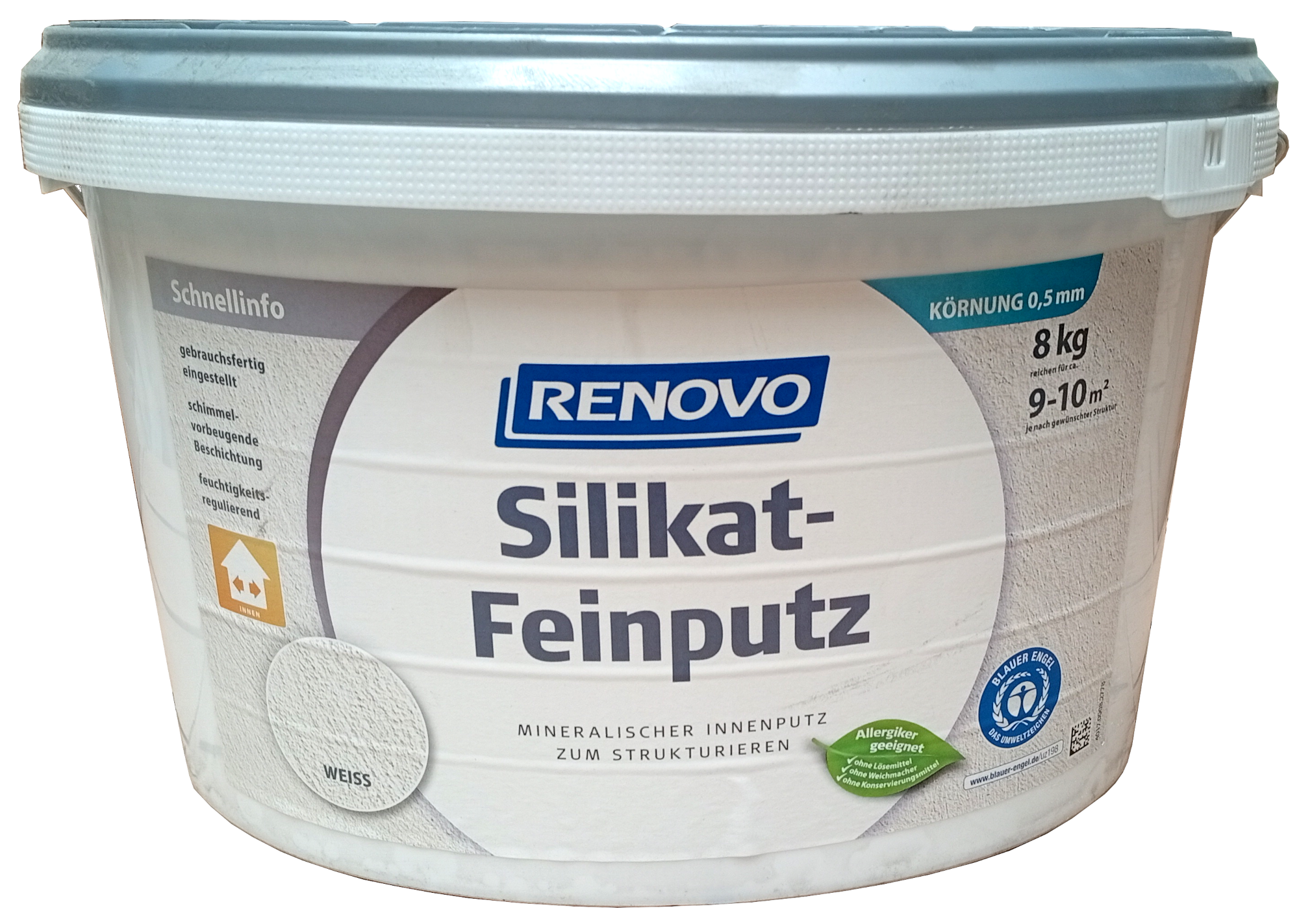 8kg Renovo Silikat Feinputz 0,5mm Weiß für innen