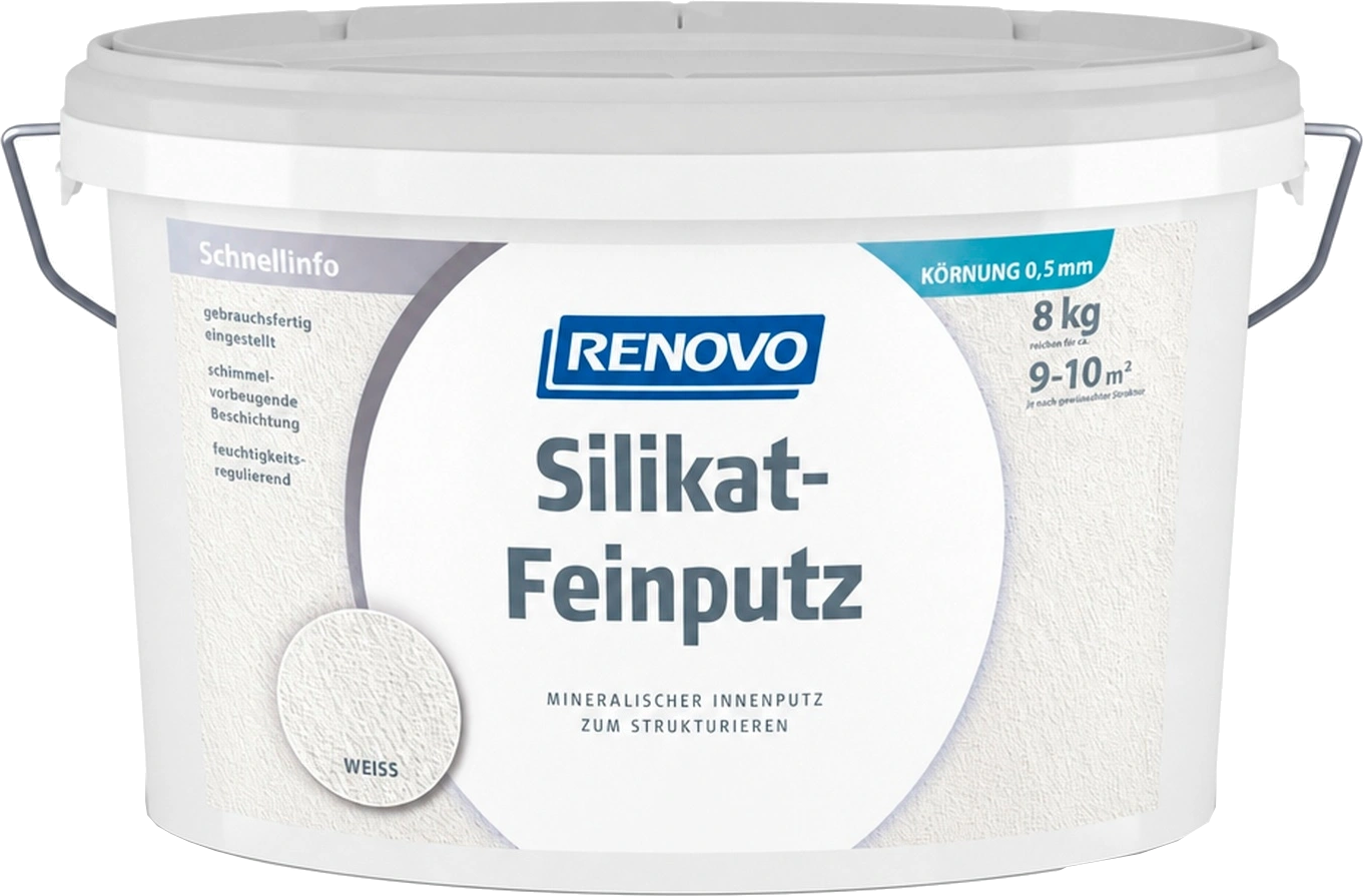 8kg Renovo Silikat Feinputz 0,5mm Weiß für innen