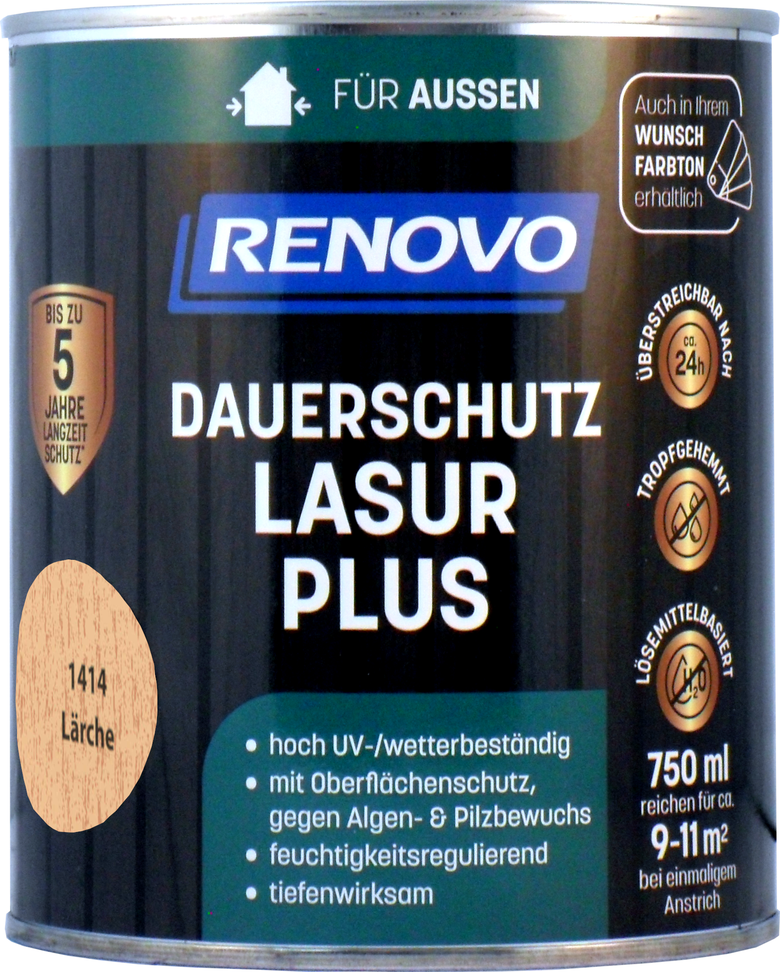 750ml Renovo Dauerschutzlasur PLUS Nr.1414 Lärche 750ml Renovo Dauerschutzlasur PLUS Nr.1414 lärche