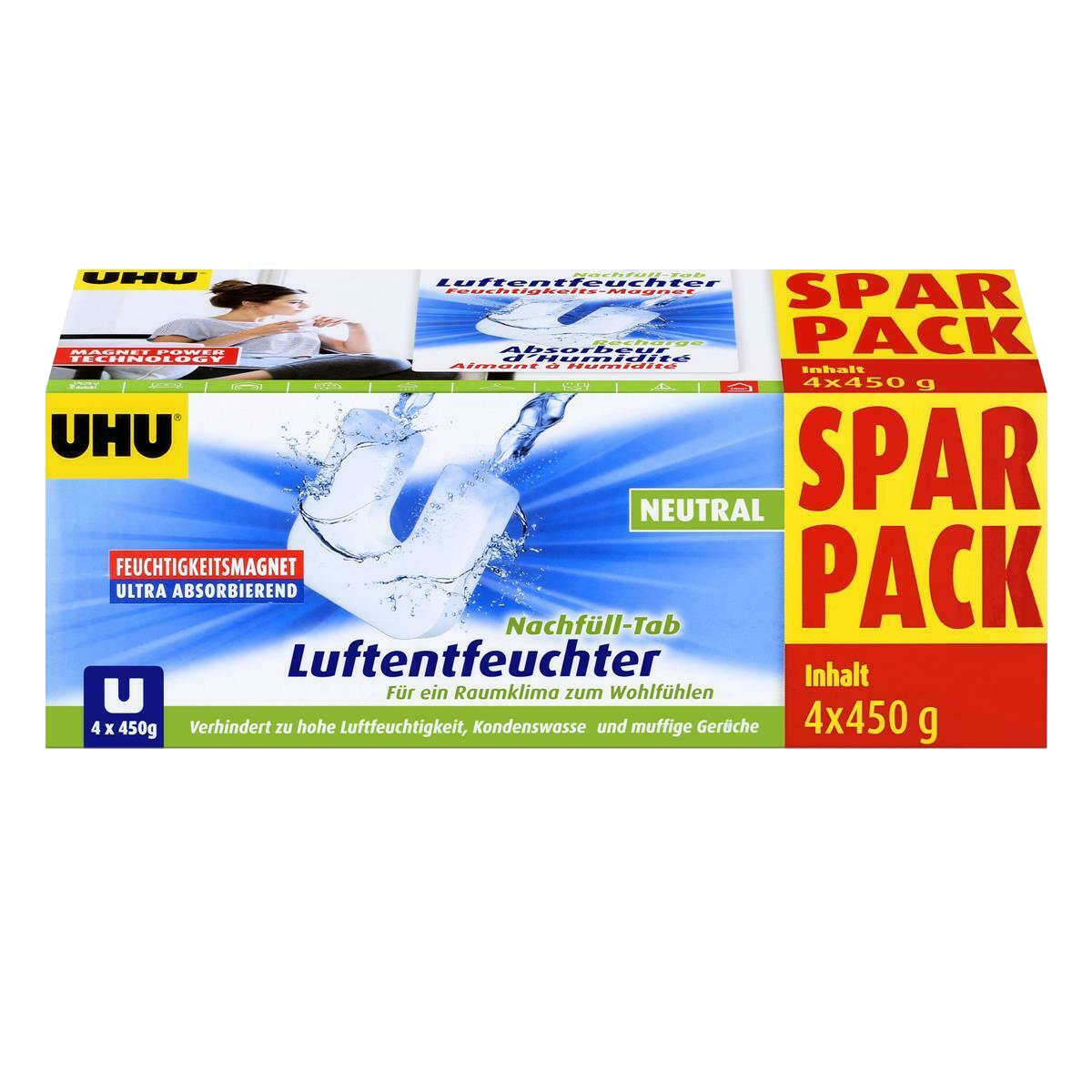 4x450g UHU Luftentfeuchter Magnet U-Form 4x450g UHU Luftentfeuchter Magnet U-Form