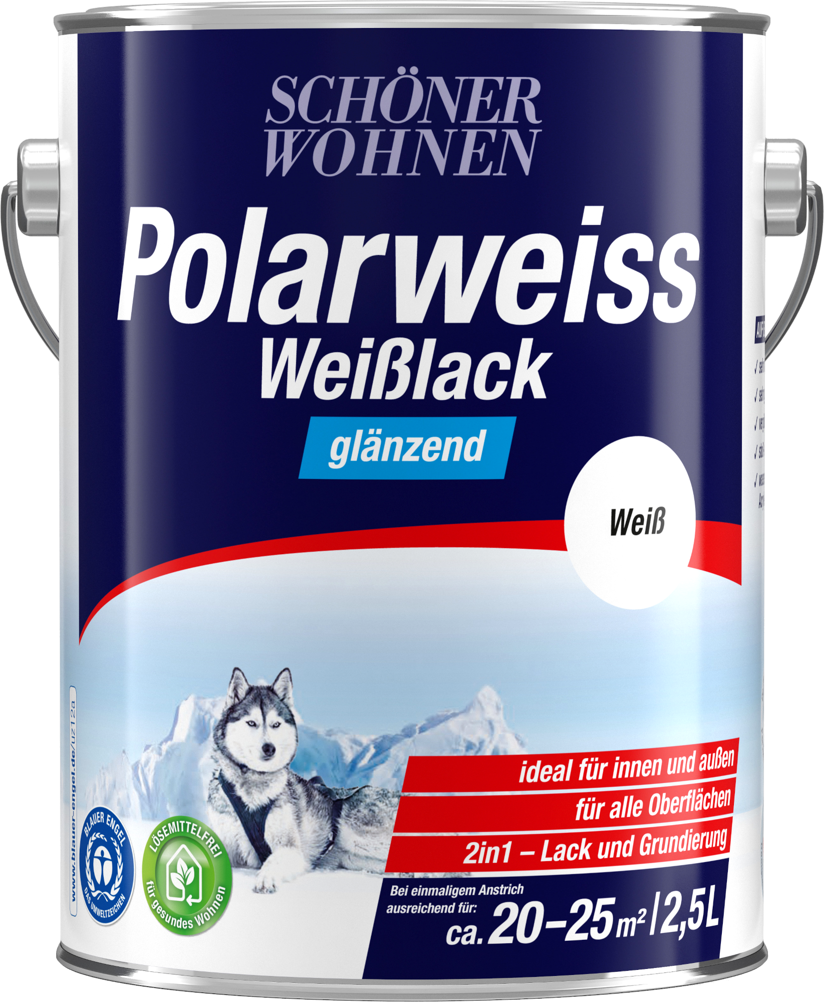 2,5L Schöner Wohnen Polarweiss Weisslack glänzend 2,5L Schöner Wohnen Polarweiss Weisslack glänzend