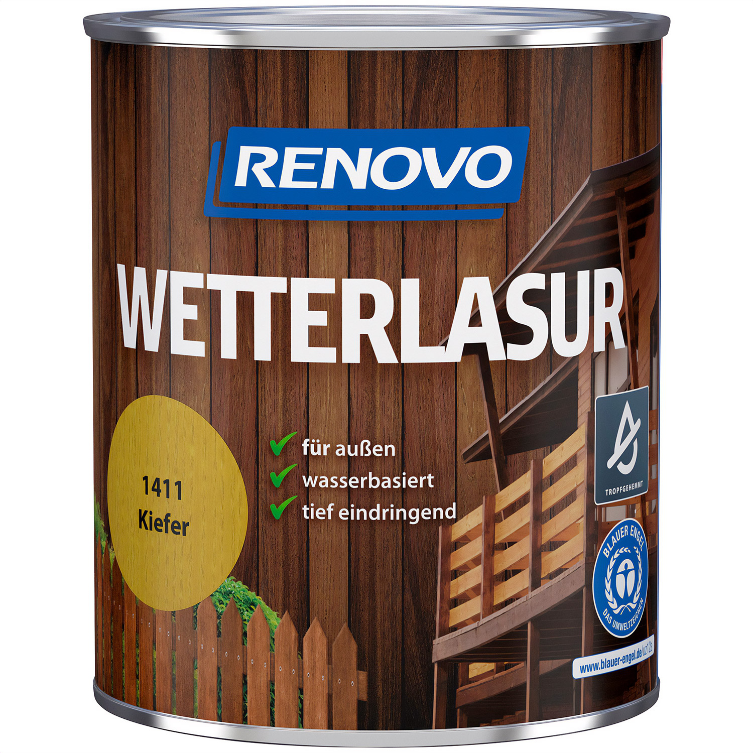 750ml Renovo Wetterlasur/ Aussenlasur Nr.1411 Kiefer 750ml Renovo Wetterlasur/ Aussenlasur Nr.1411 Kiefer