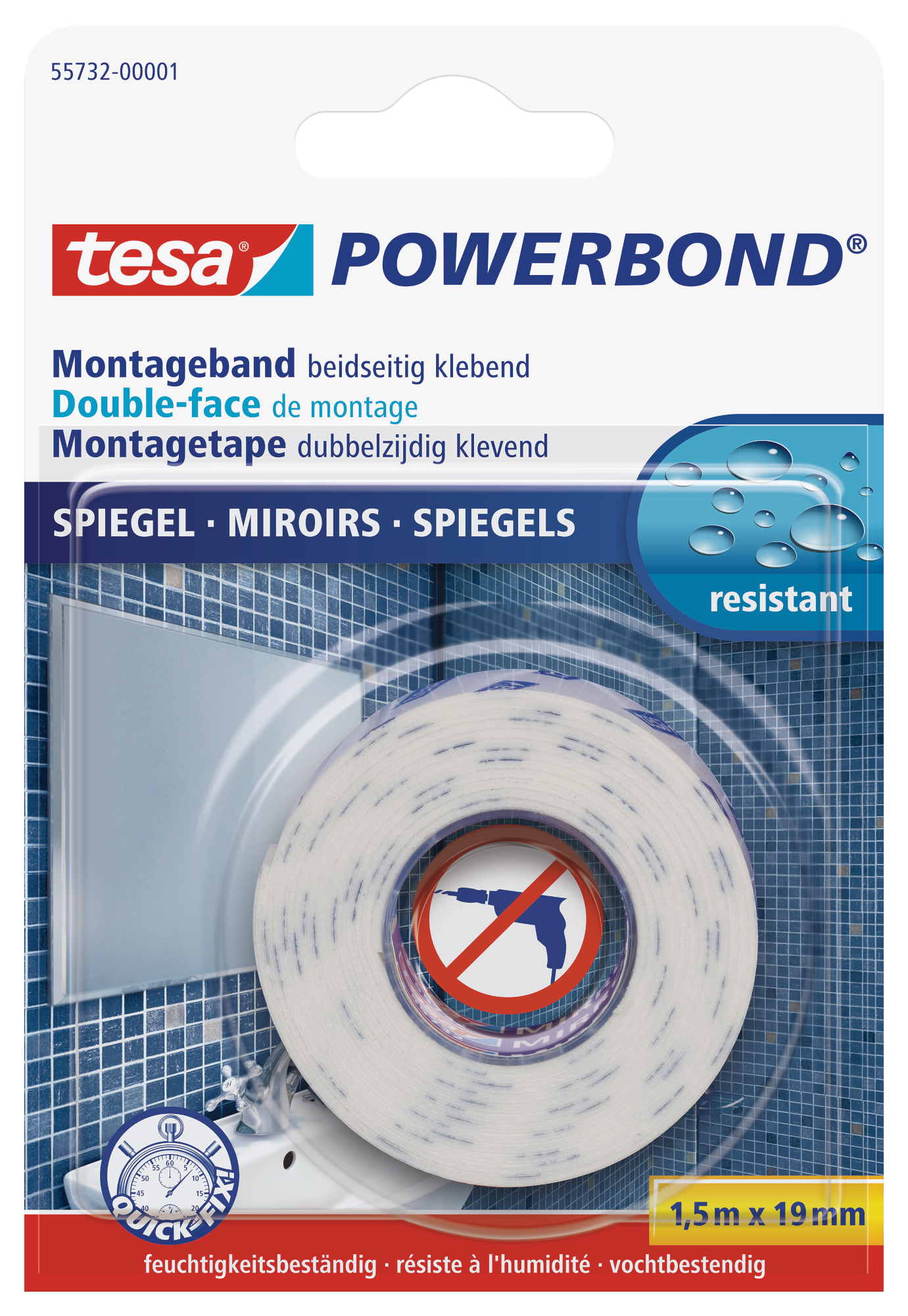 tesa Powerbond® Montageband SPIEGEL, 1,5m x19mm