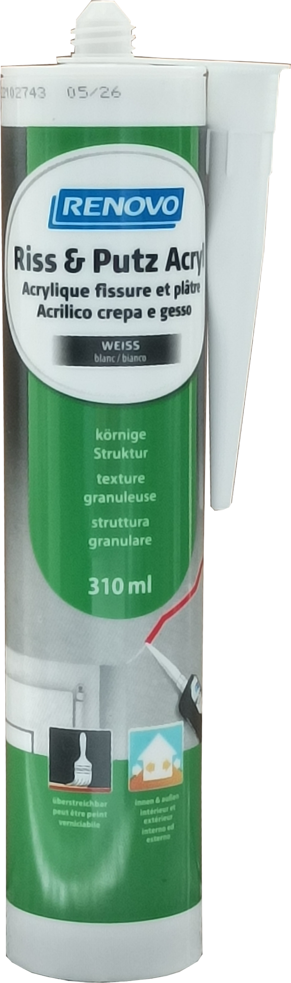 310ml Renovo Riss & Putz Acryl mit körniger Struktur 310ml Renovo Riss & Putz Acryl mit körniger Struktur