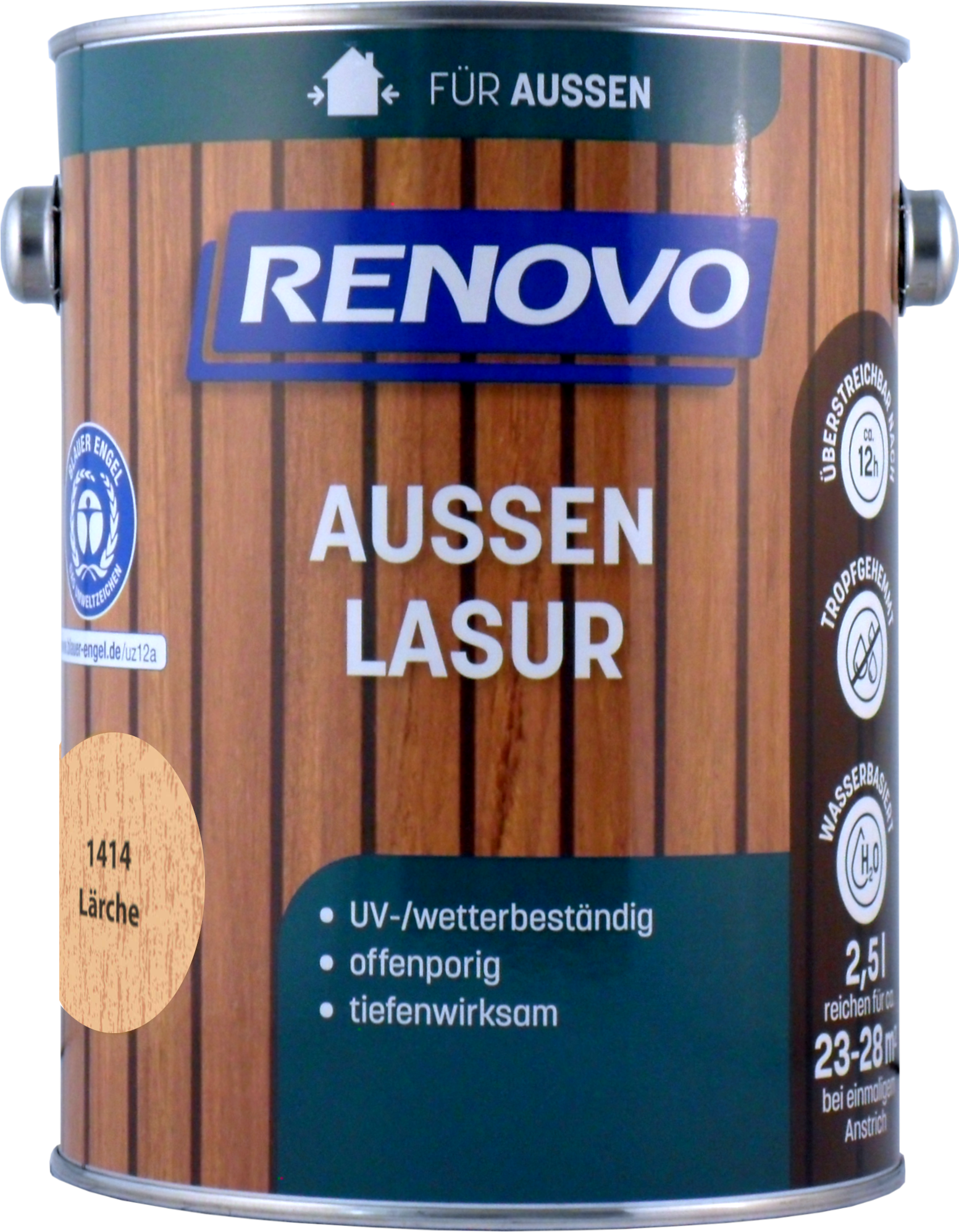 2,5L Renovo Wetterlasur/ Aussenlasur wb. Nr.1414 Lärche 2,5L Renovo Wetterlasur wb. Nr.1414 lärche