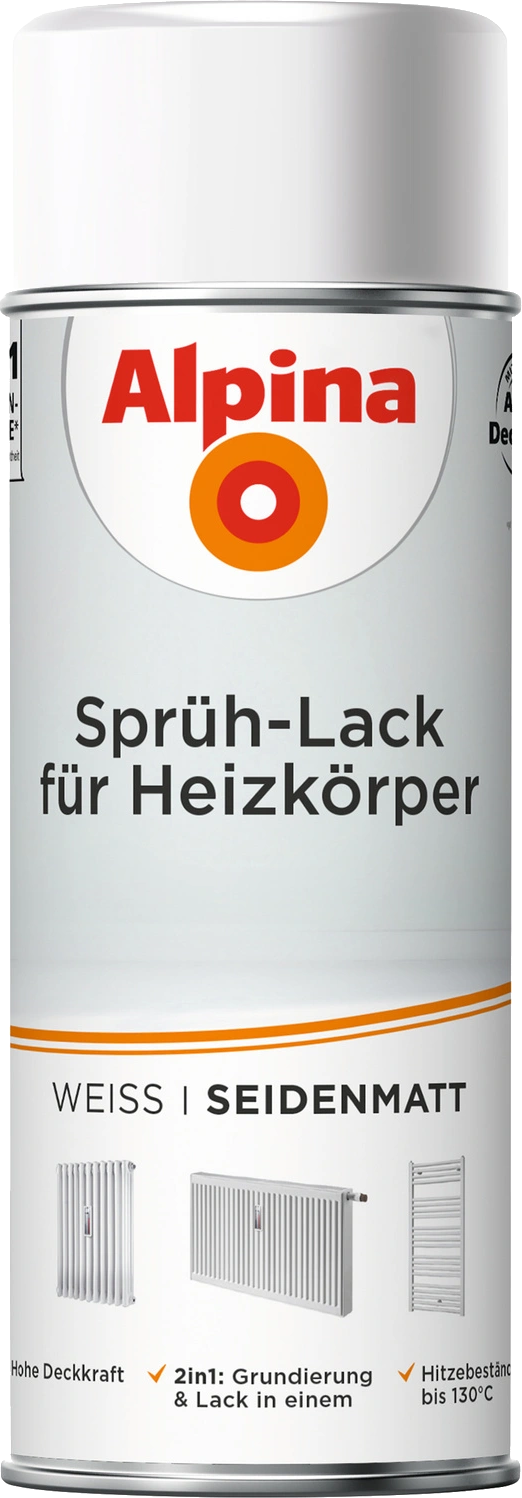 400 ml, Alpina Sprühlack für Heizkörper, für ca. 1,5 m², weiß, seidenmatt