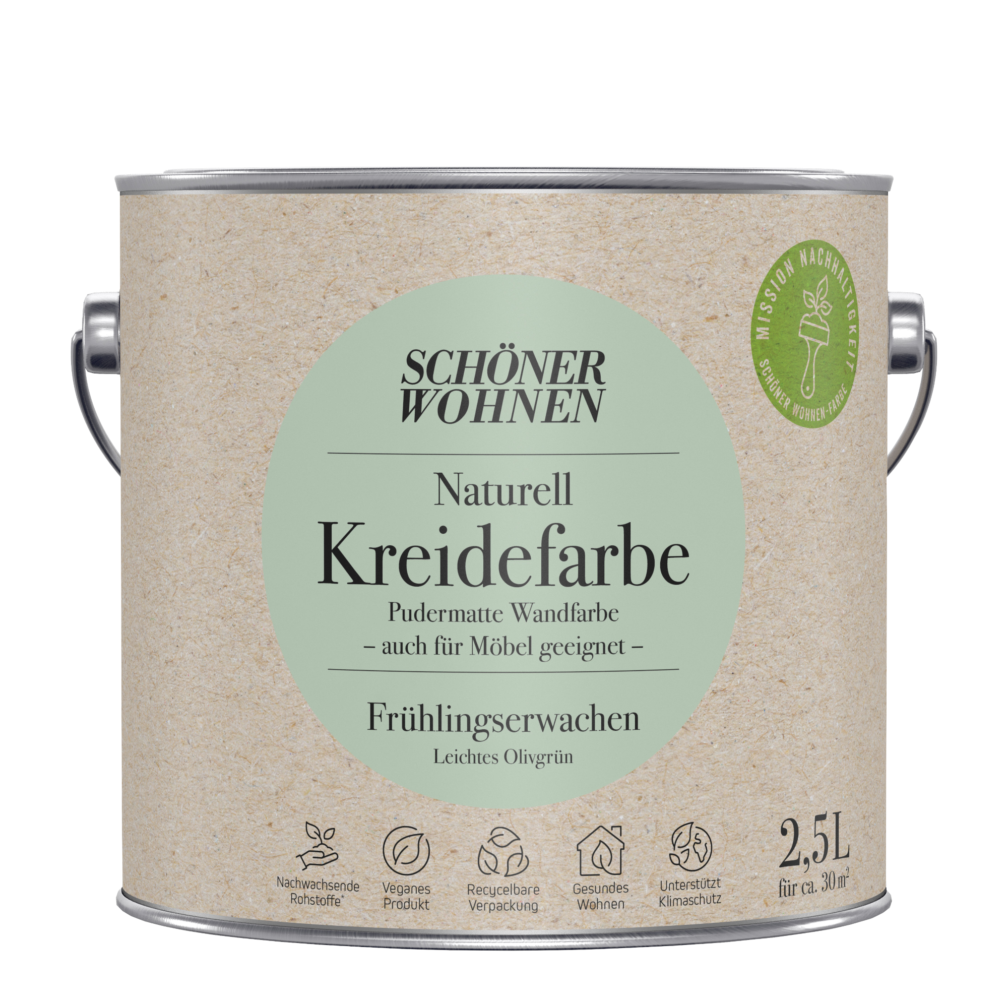 2,5L Schöner Wohnen Naturell Kreidefarbe Frühlingserwachen, Leichtes Olivgrün 2,5L Schöner Wohnen Naturell Kreidefarbe Frühlingserwachen, Leichtes Olivgrün