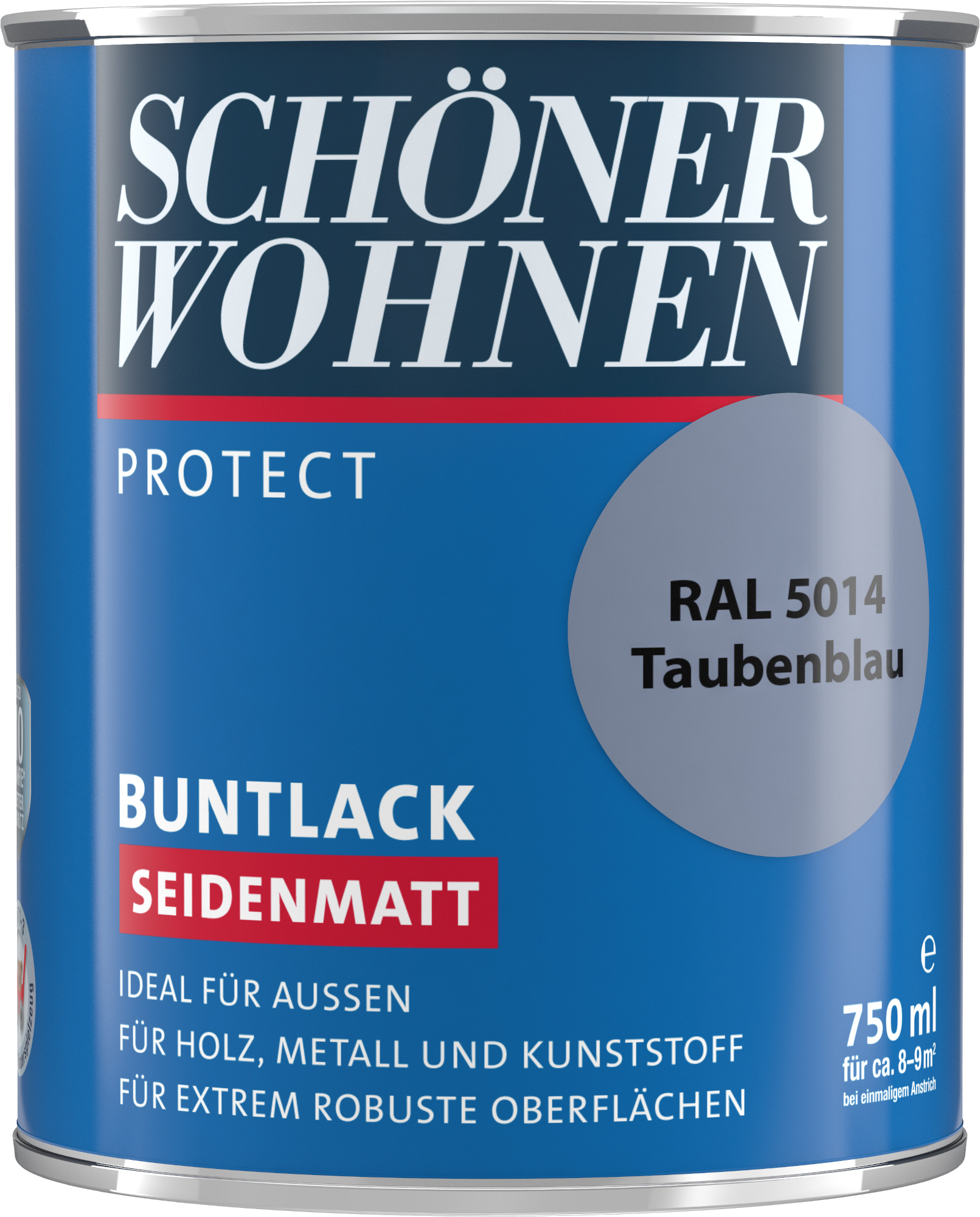 750ml Schöner Wohnen Protect Buntlack seidenmatt RAL 5014 Taubenblau 750ml Schöner Wohnen Protect Buntlack seidenmatt RAL 5014 Taubenblau