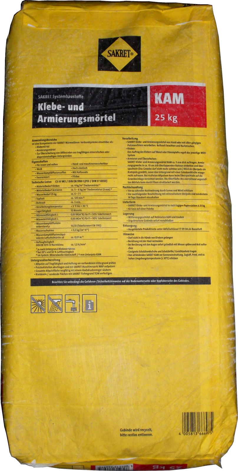 25kg Klebe- und Armierungsmörtel KAM weiß, Sakret 25kg Klebe- und Armierungsmörtel KAM weiß, Sakret