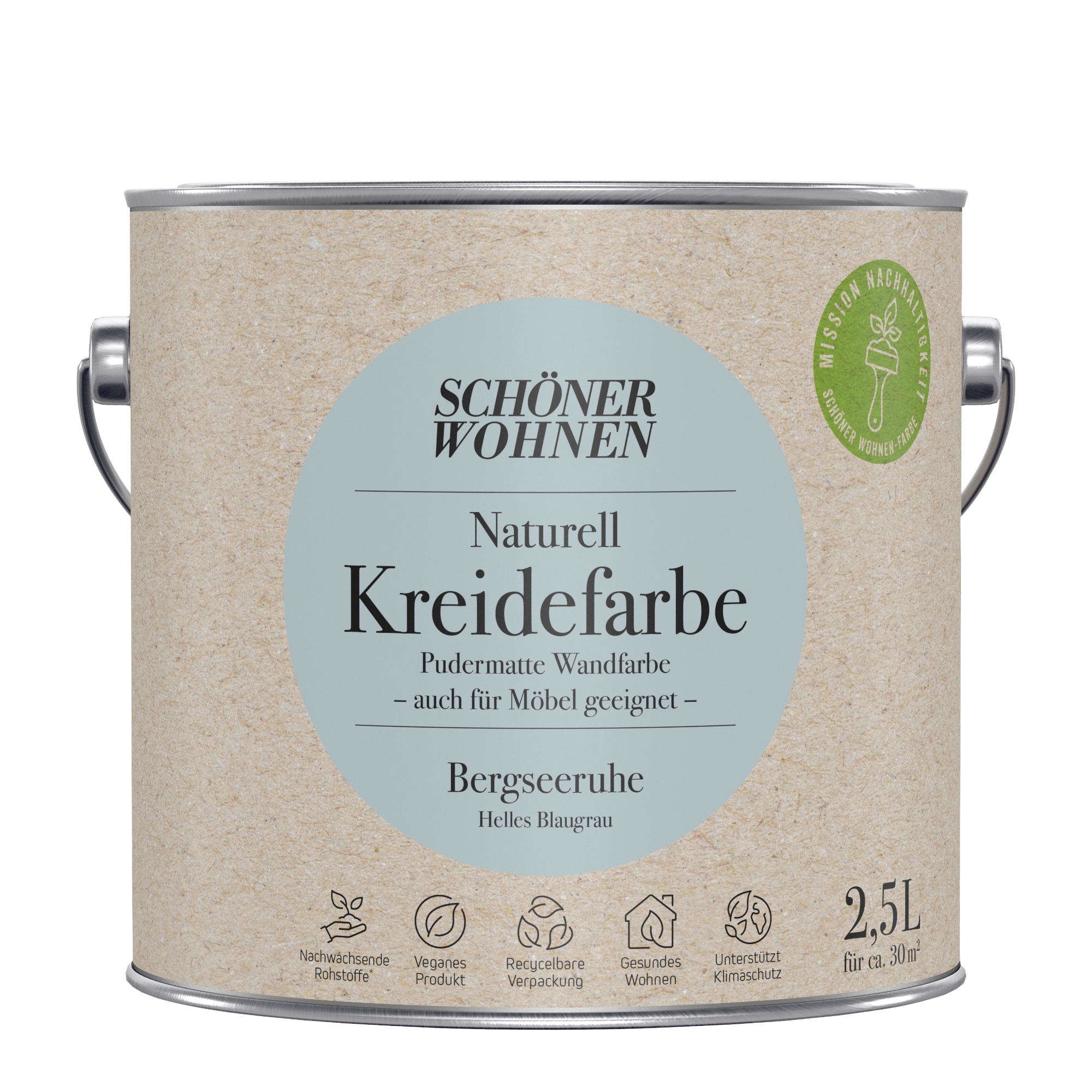 2,5L Schöner Wohnen Naturell Kreidefarbe Bergseeruhe,Helles Blaugrau 2,5L Schöner Wohnen Naturell Kreidefarbe Bergseeruhe,Helles Blaugrau