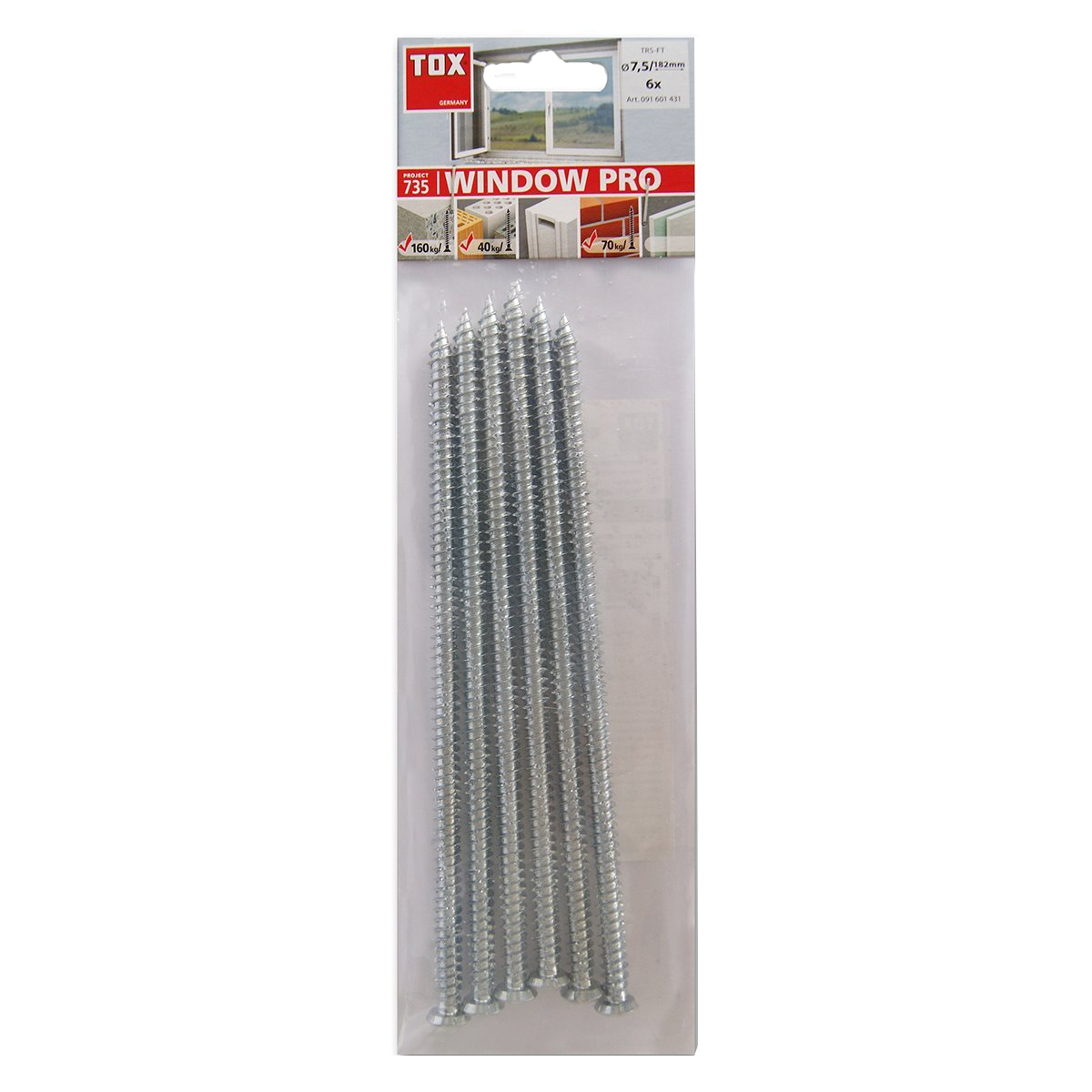 TOX Rahmenschraube Window Pro SK 7,5 x 182, 6 Stk. TOX Rahmenschraube Window Pro SK 7,5 x 182, 6 Stk.