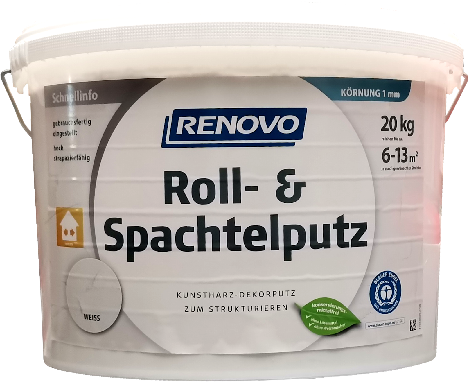 20kg Renovo Roll-& Spachtelputz 1mm Weiß für innen 20kg Renovo Roll-& Spachtelputz 1mm Weiß für innen